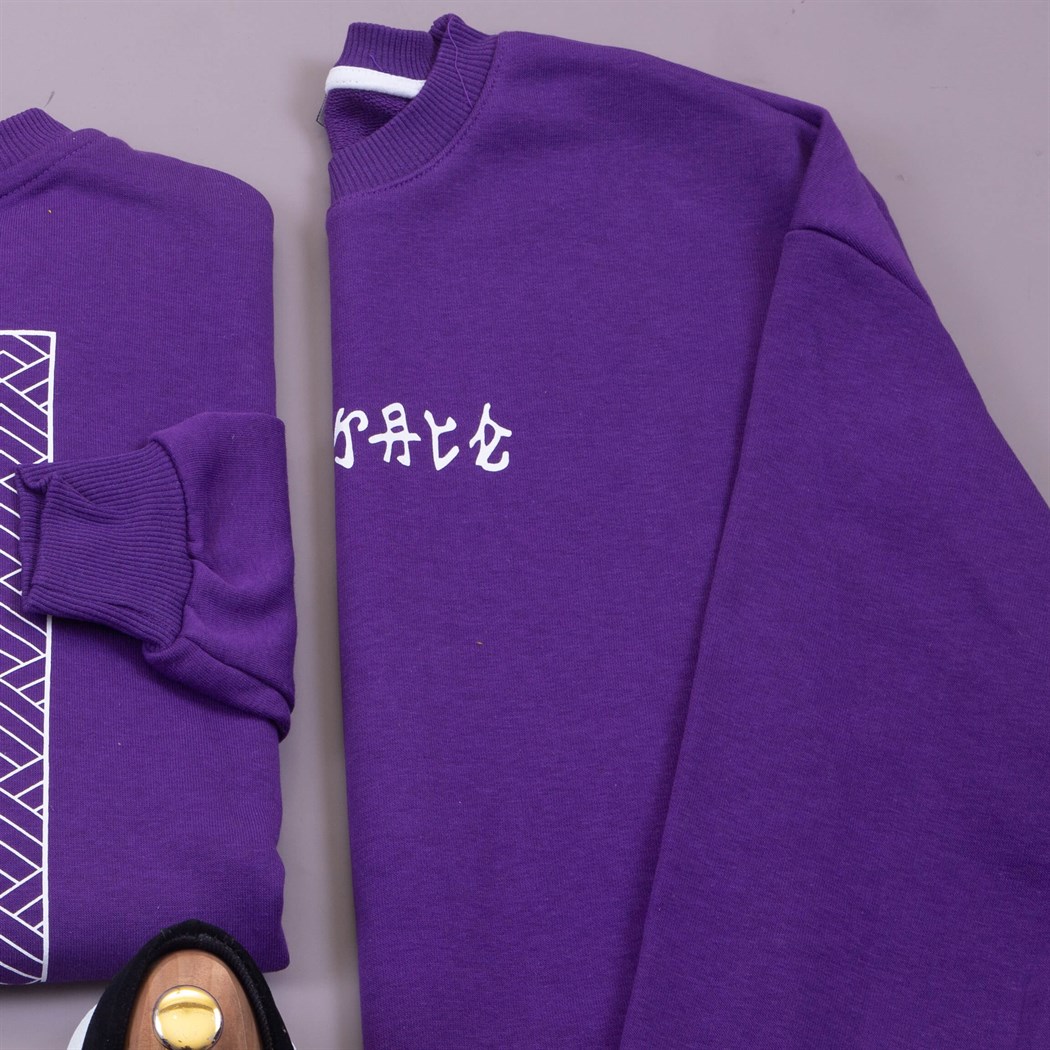 Mor Sweat Pantolon Ayakkabı Kombin