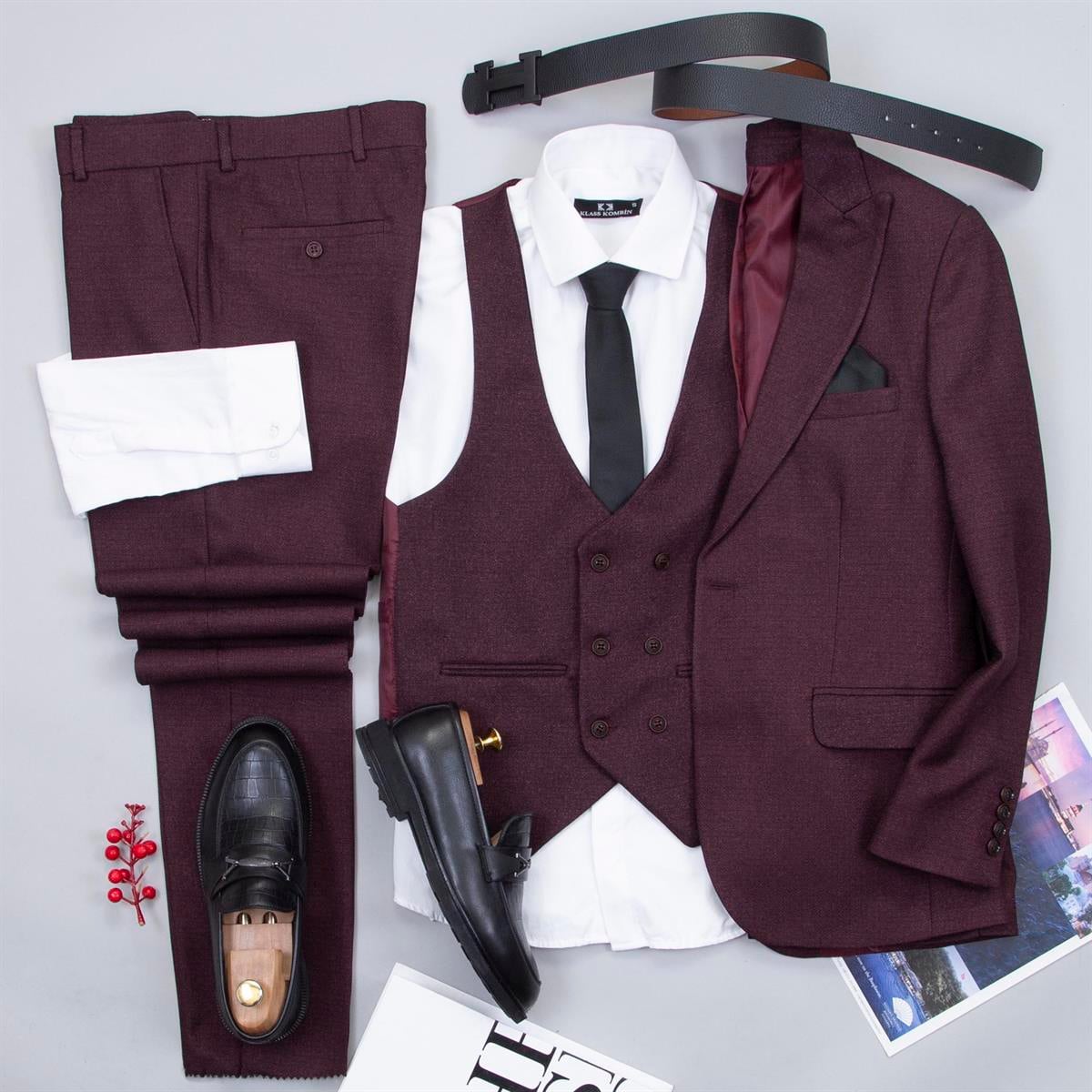 Mürdüm Takım Elbise Kombini