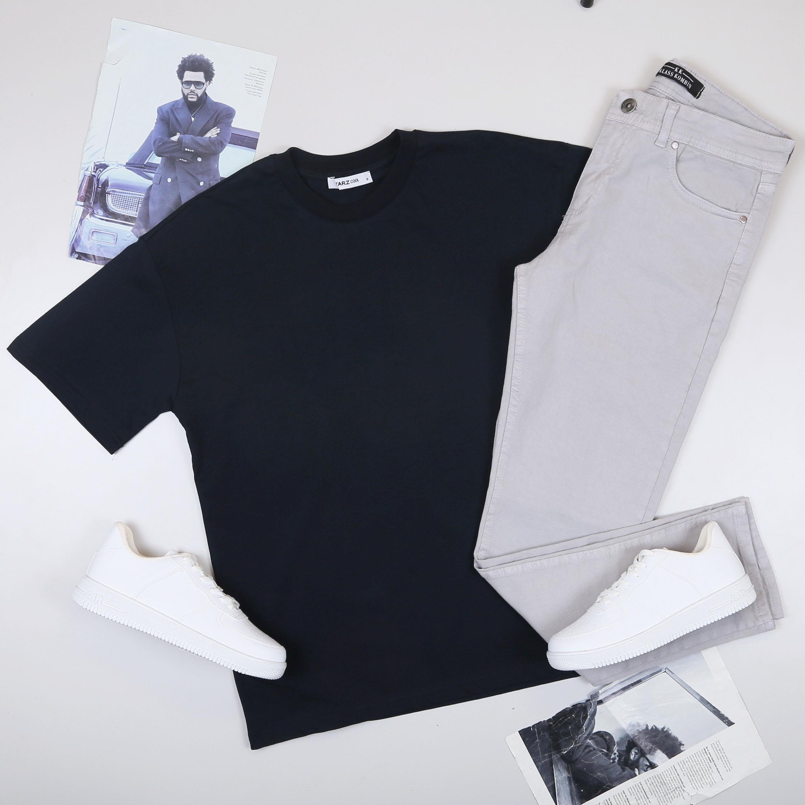 Oversize Basic Tişört Kombini