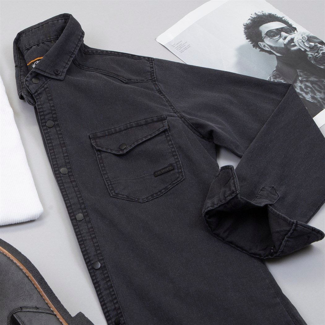 Pamuklu Füme Kot Gömlek Boğazlı Kazak Pantolon Ayakkabı Kombin