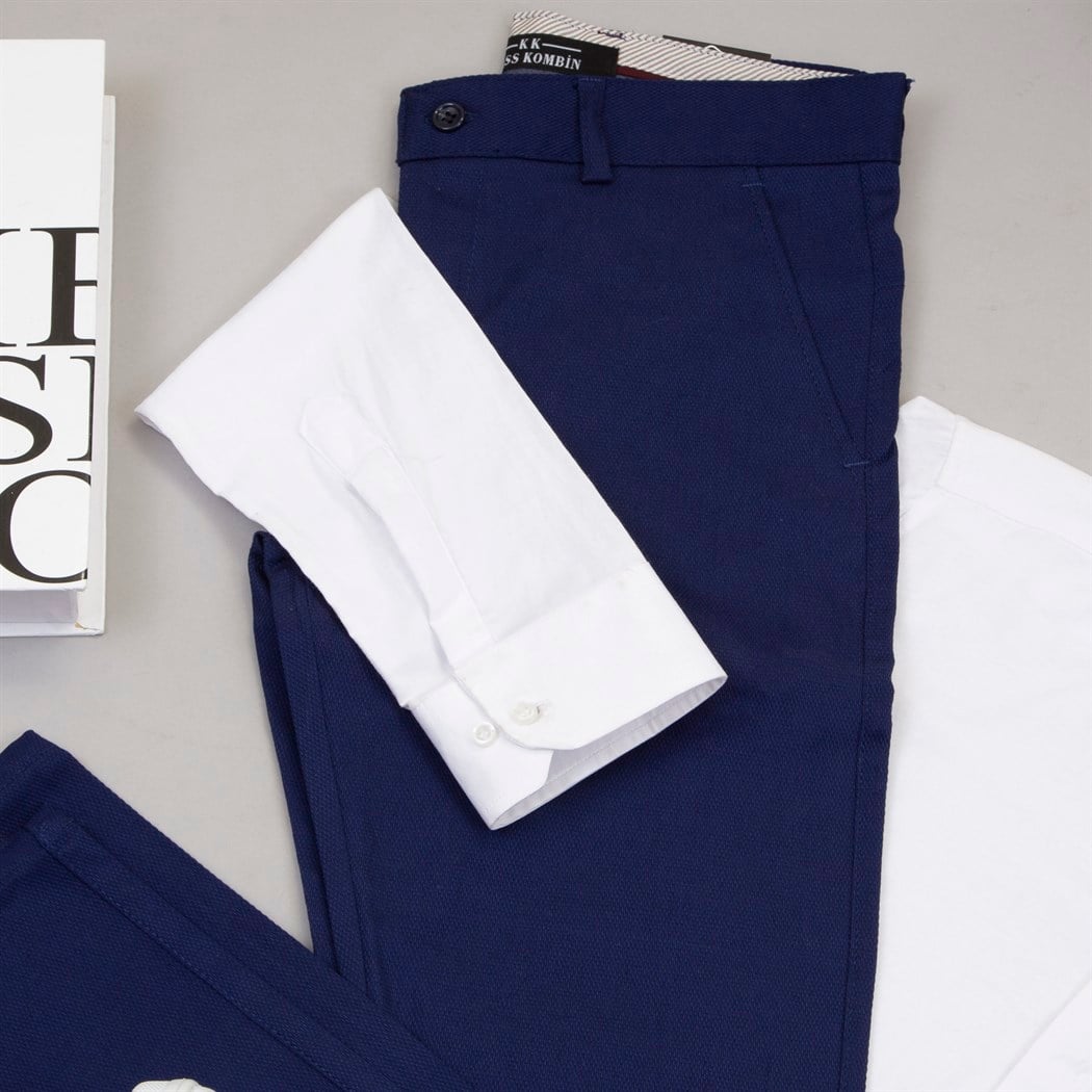 Parlament Mavi Pantolon Beyaz Gömlek Ayakkabı Kombin