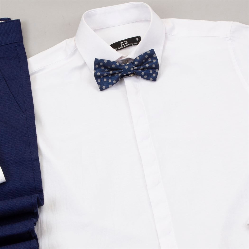 Parlament Mavi Pantolon Gömlek Papyon Ayakkabı Kombin