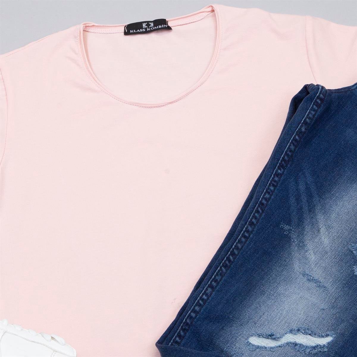 Pembe Basic Tişört Pantolon Ayakkabı Kombin