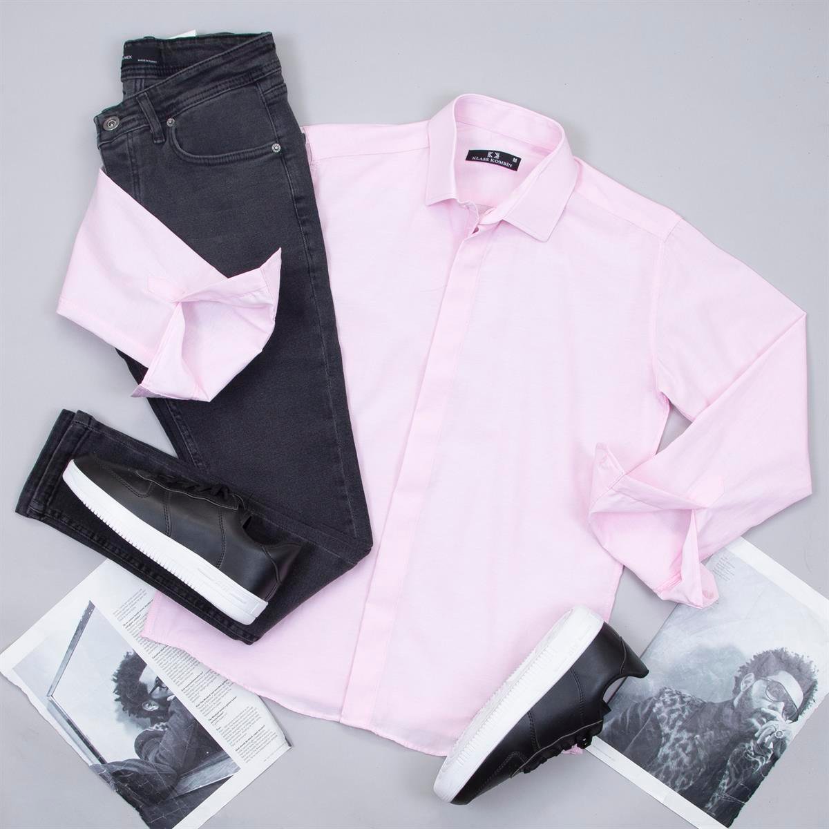 Pembe Gömlek Pantolon Ayakkabı Kombin