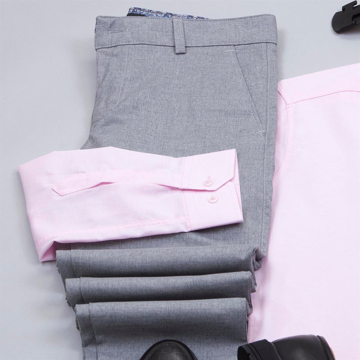 Pembe Gömlek Pantolon Ayakkabı Kombin