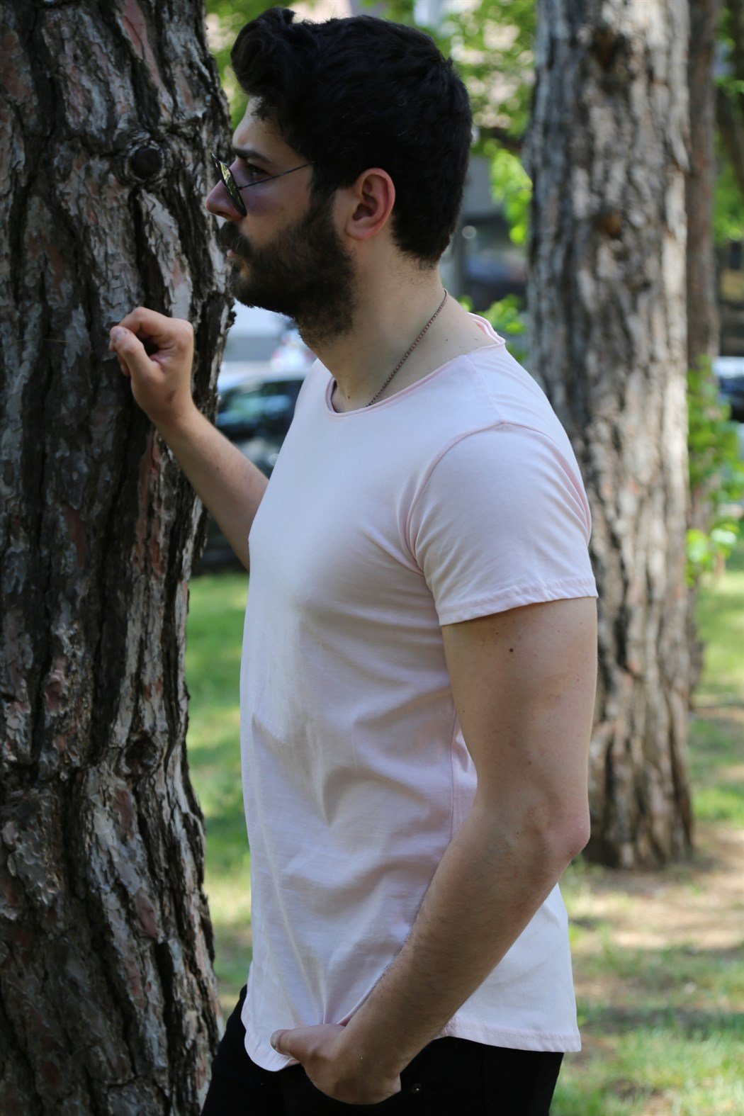 Pembe Oval Kesim Basic Tshirt