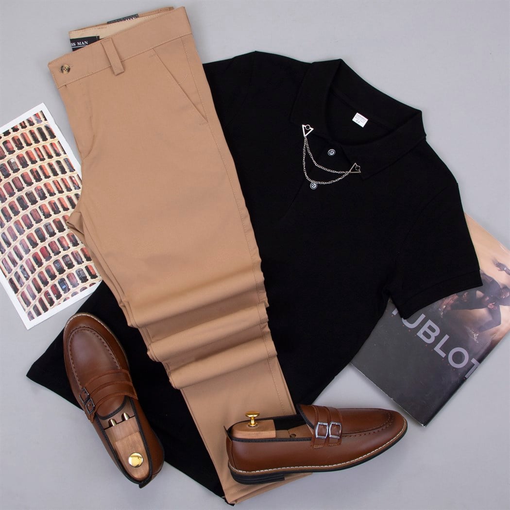 Polo Yaka Tişört Pantolon Ayakkabı Kombin