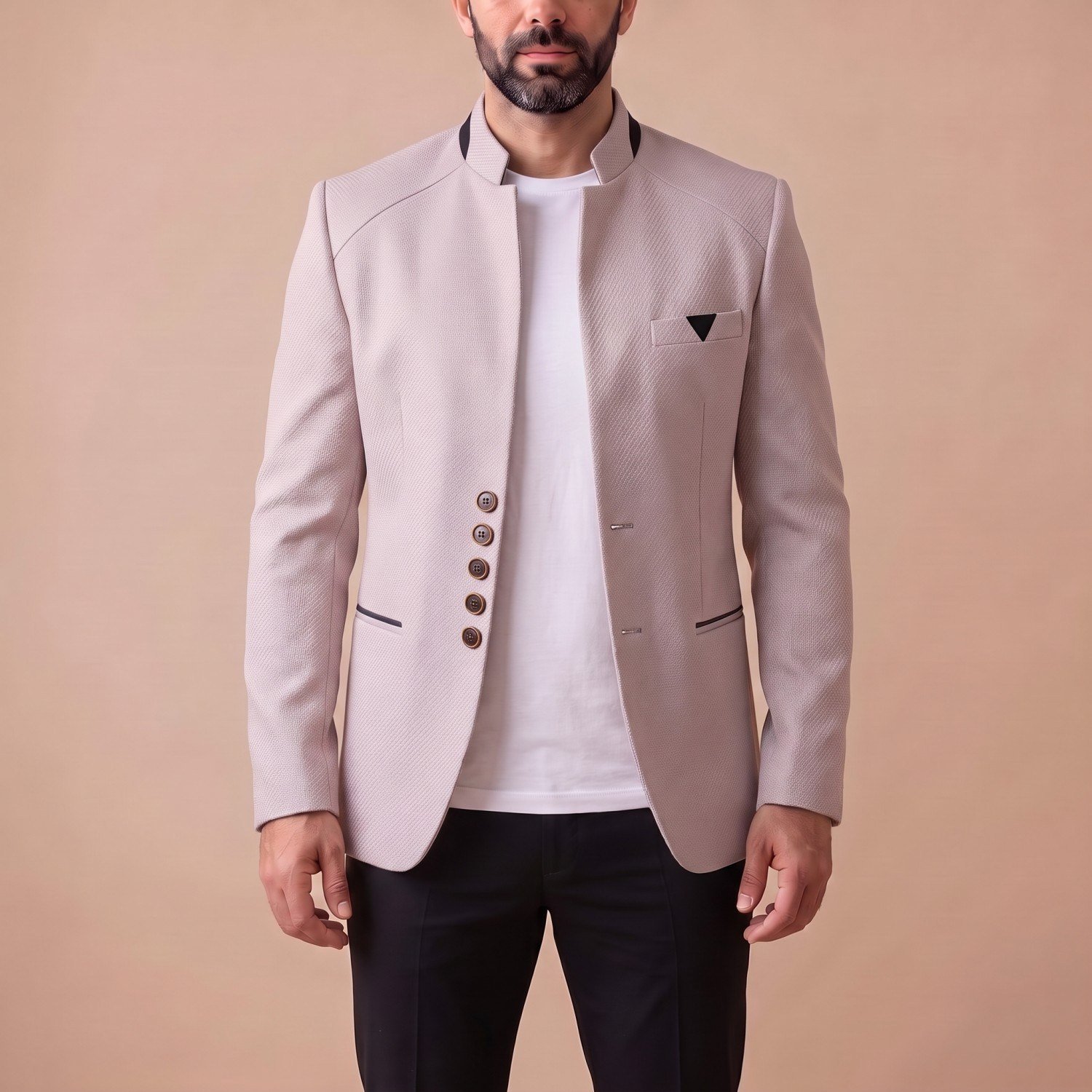 Pudra Dik Yaka Blazer Ceket Erkek