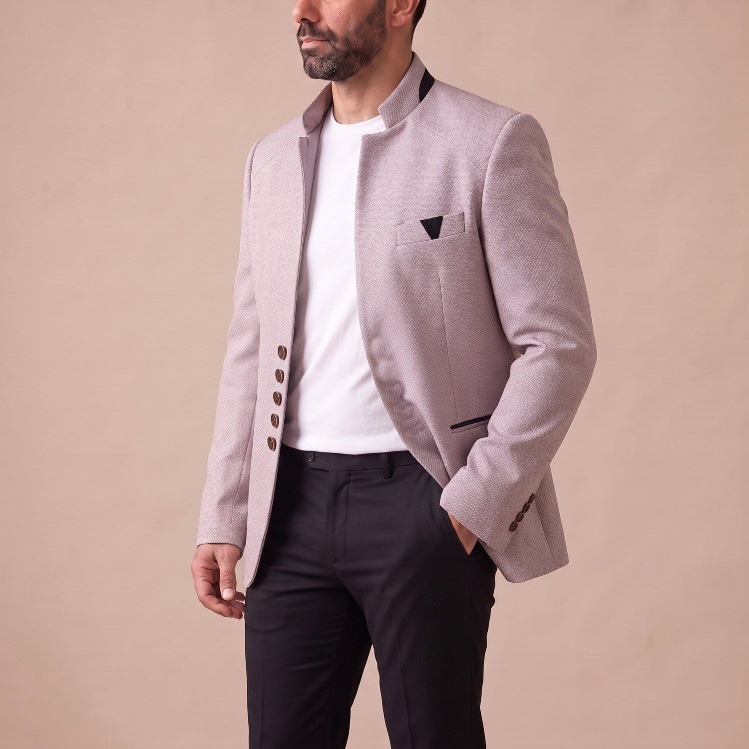 Pudra Dik Yaka Blazer Ceket Erkek