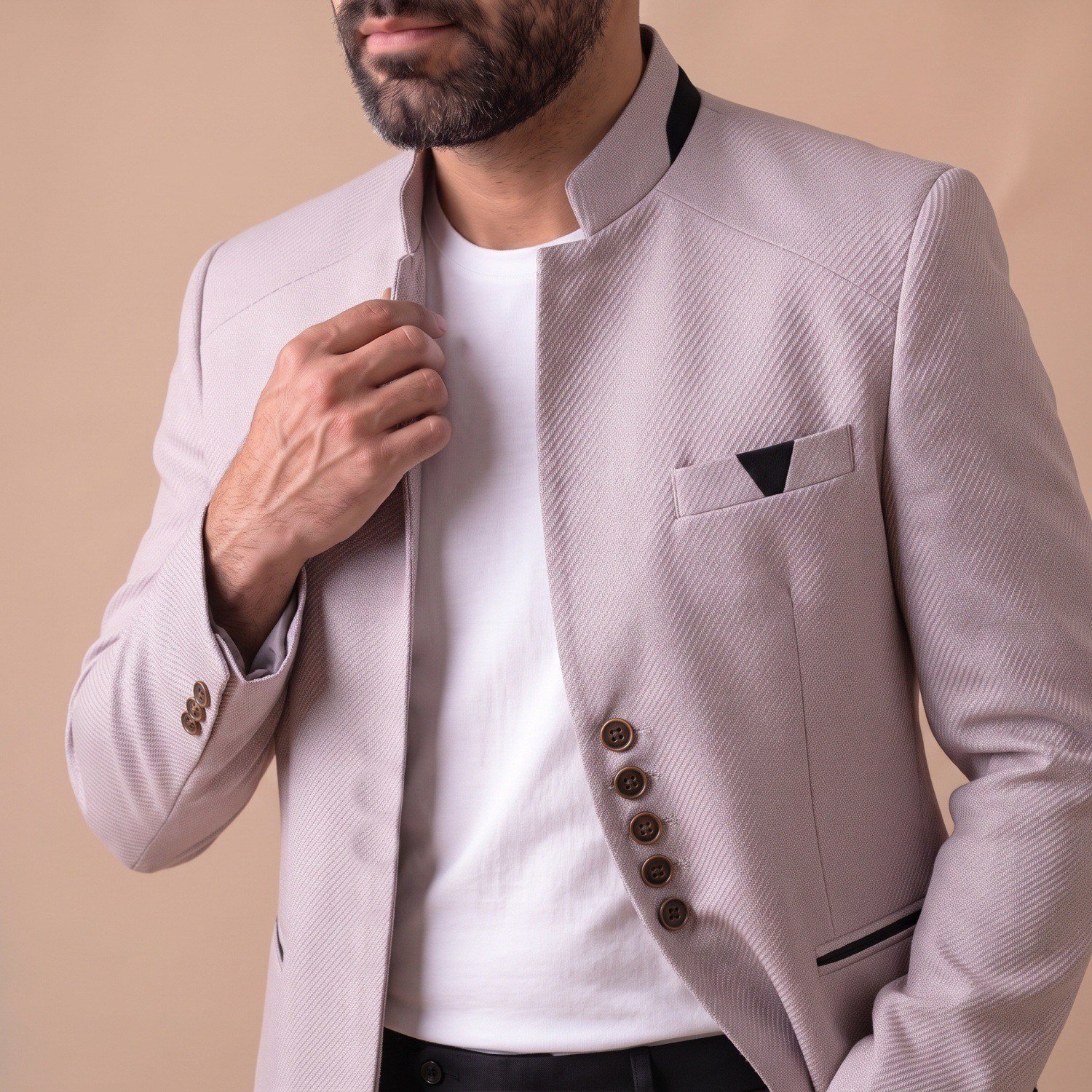 Pudra Dik Yaka Blazer Ceket Erkek