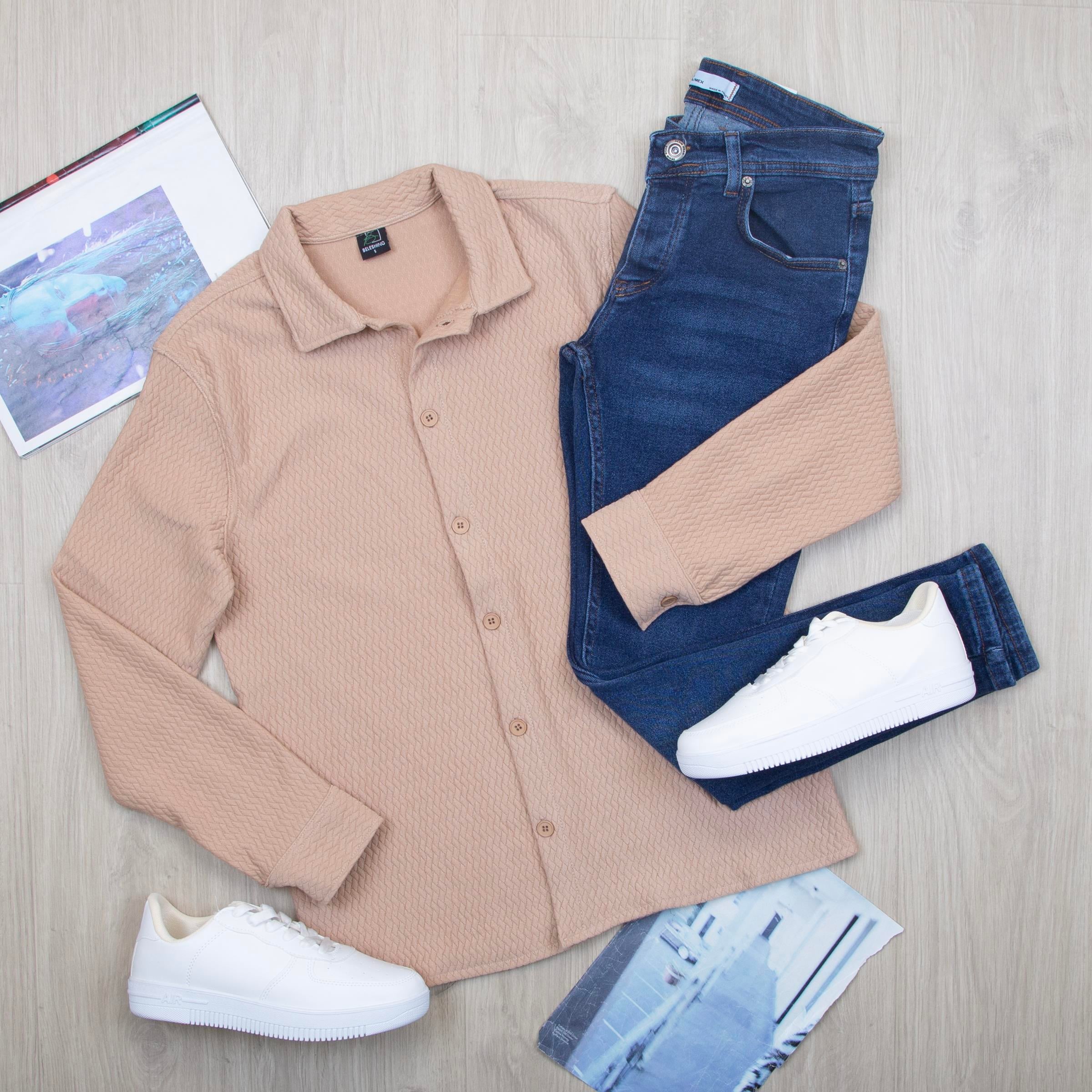 Pudra Gömlek Pantolon Ayakkabı Kombin
