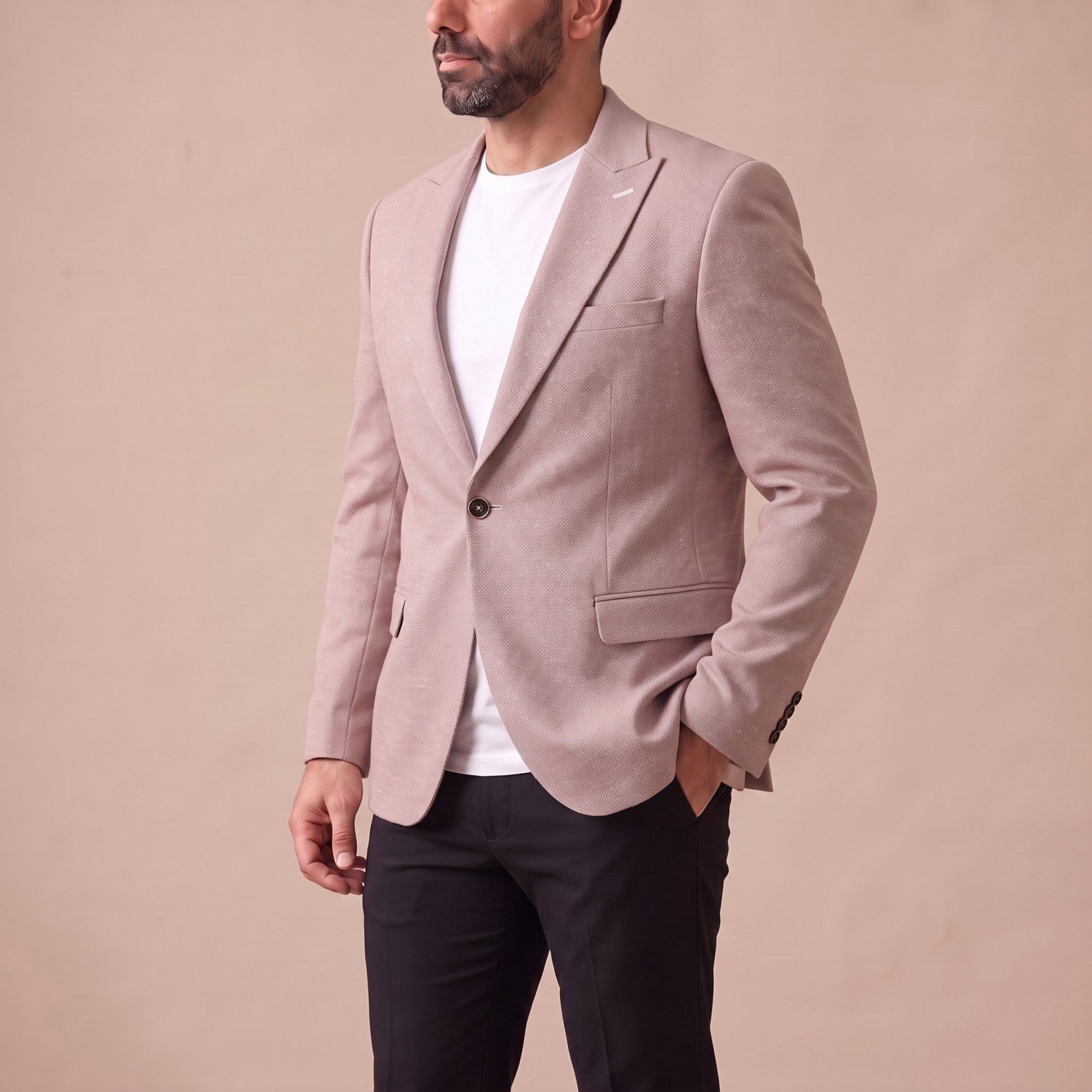 Pudra Kırçıllı Blazer Ceket Erkek