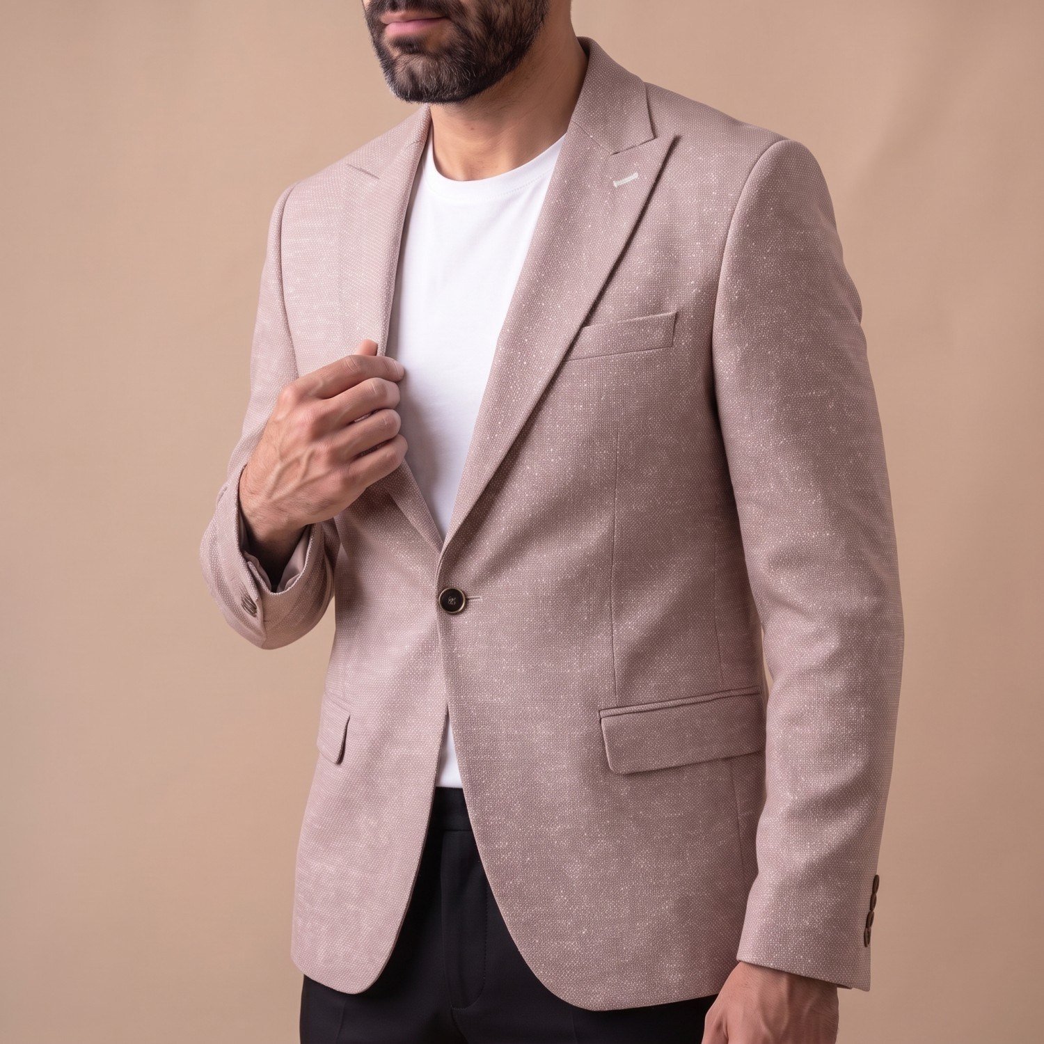 Pudra Kırçıllı Blazer Ceket Erkek