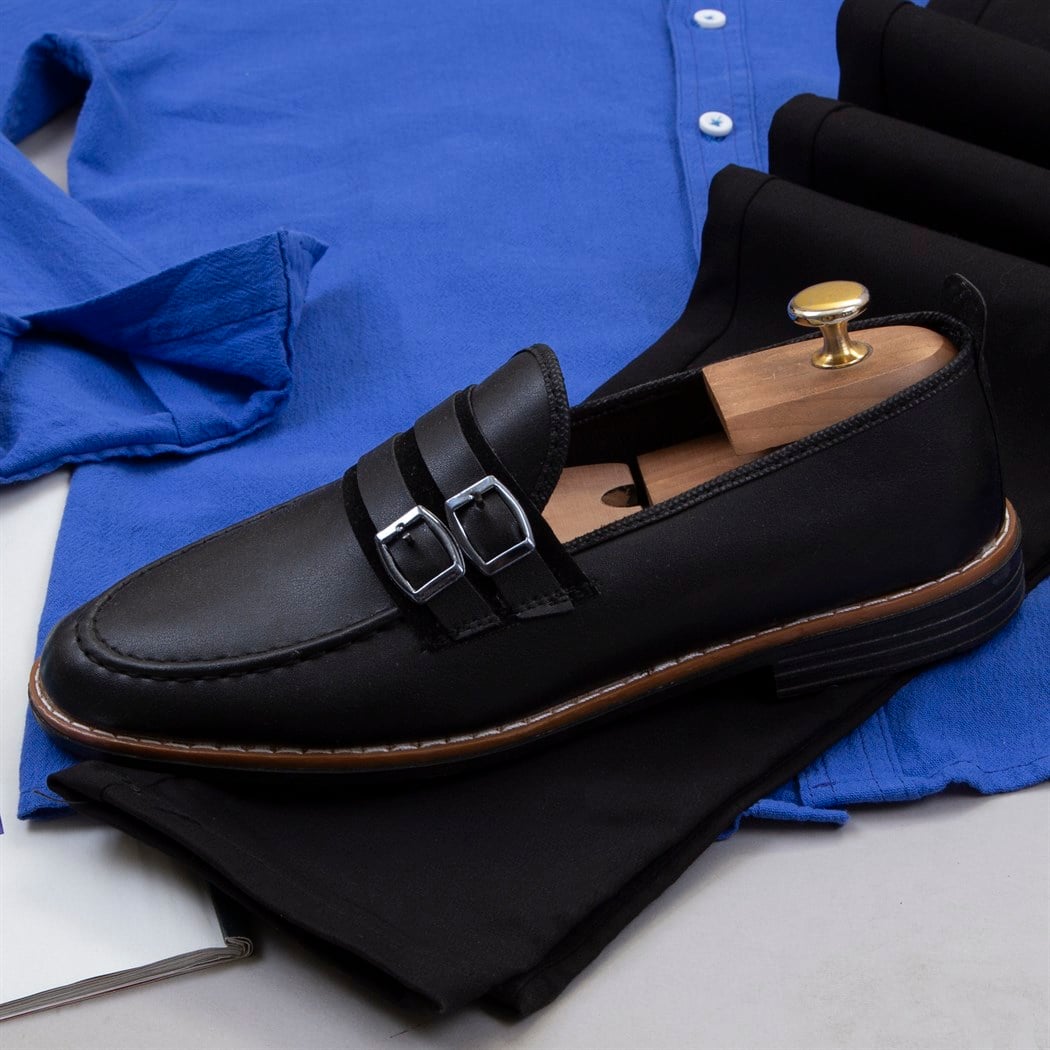 Saks Mavi Gömlek Pantolon Ayakkabı Kombin