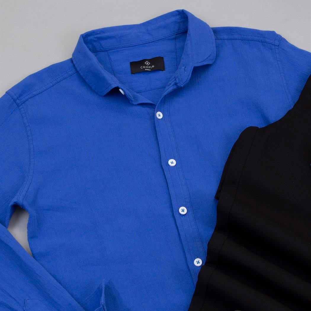 Saks Mavi Gömlek Pantolon Ayakkabı Kombin