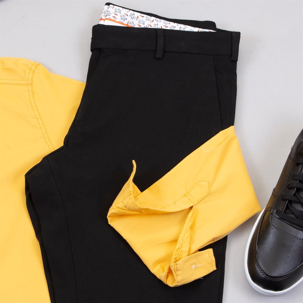 Sarı Gömlek Pantolon Ayakkabı Kombini 