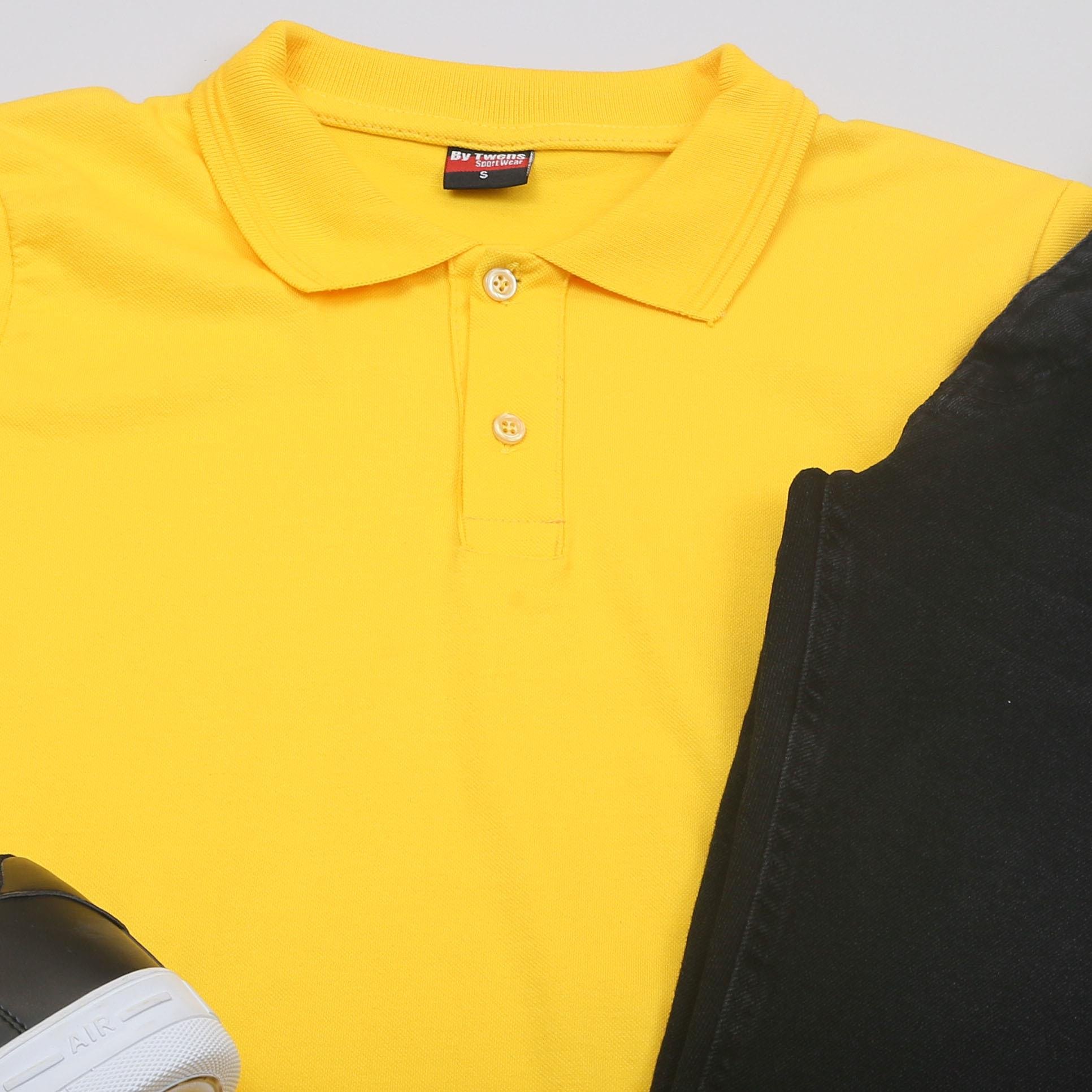 Sarı Polo Yaka Tişört Pantolon Ayakkabı Kombin