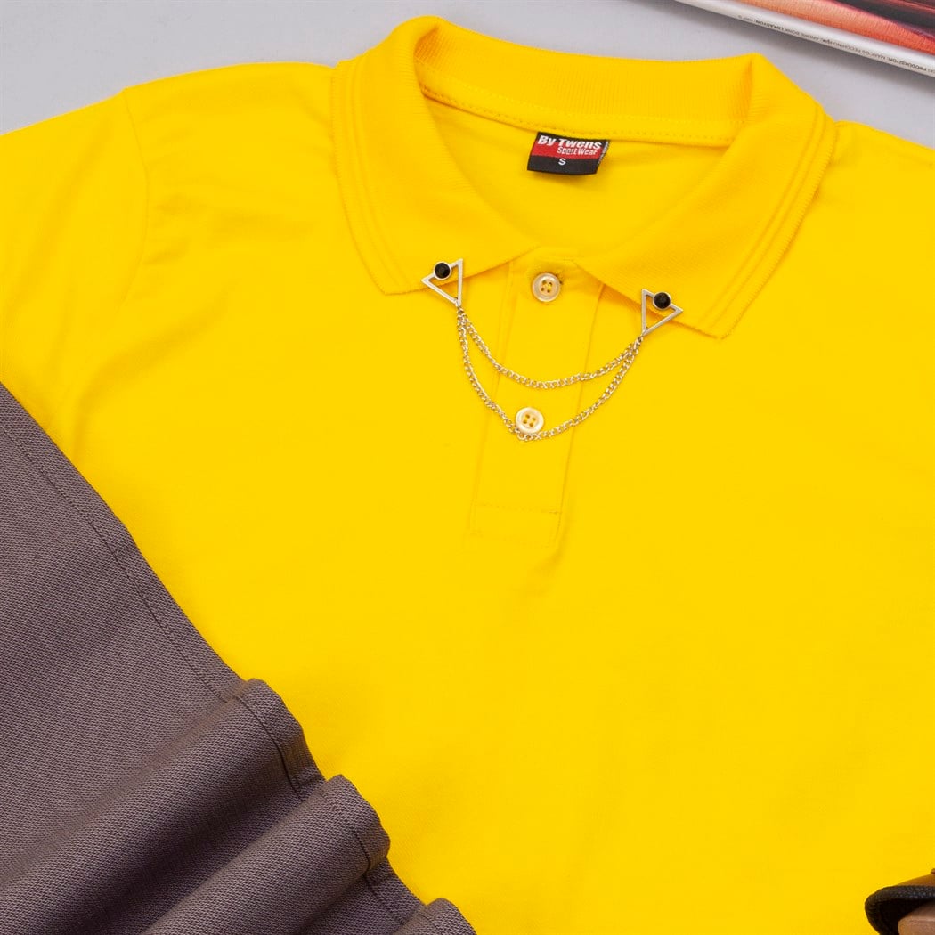 Sarı Polo Yaka Tişört Pantolon Ayakkabı Kombin