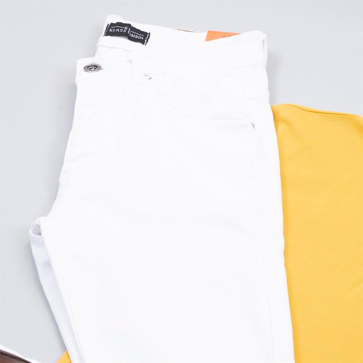 Sarı Polo Yaka Tişört Pantolon Ayakkabı Kombin