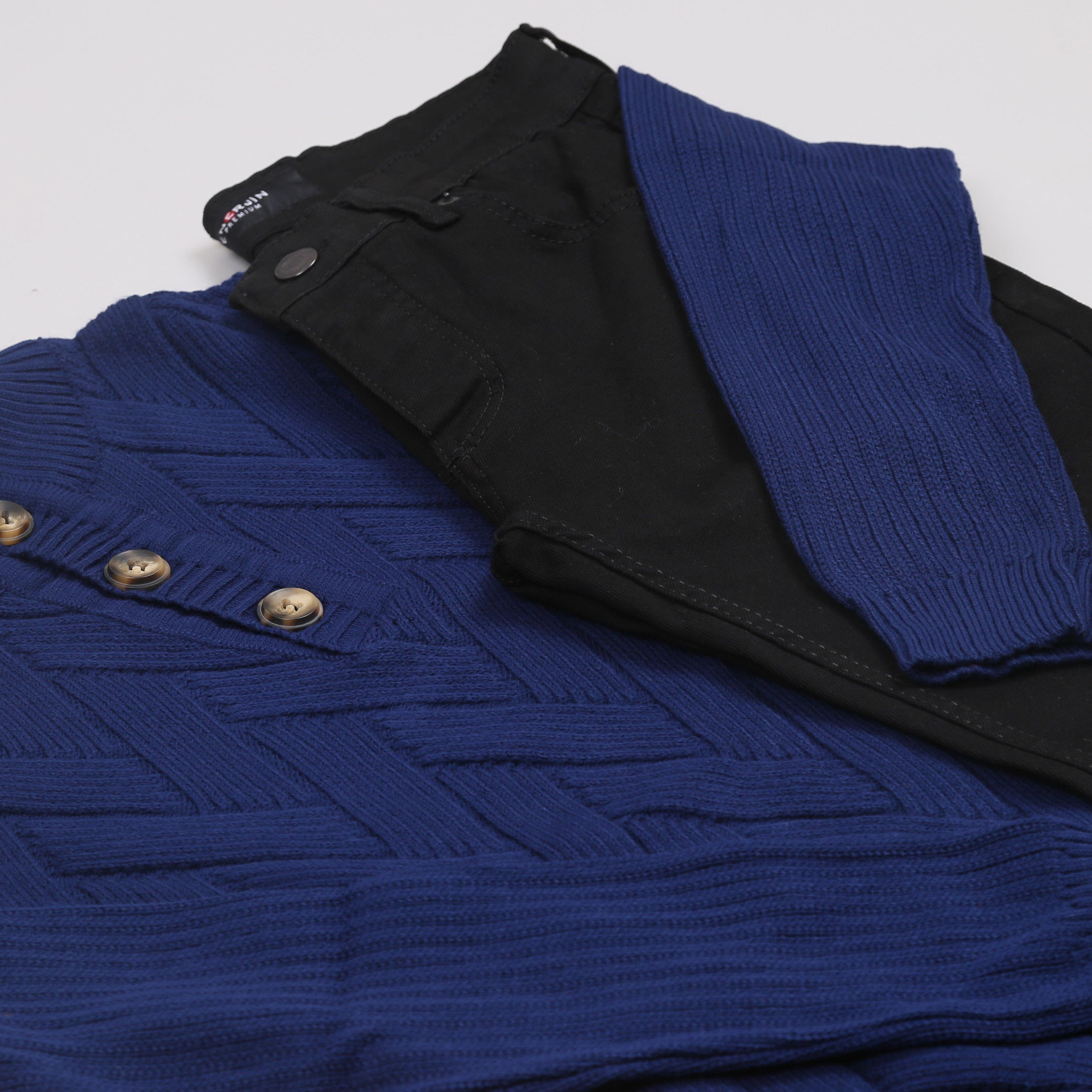 Sax Mavi Triko Kazak Kot Pantolon Ayakkabı Kombini