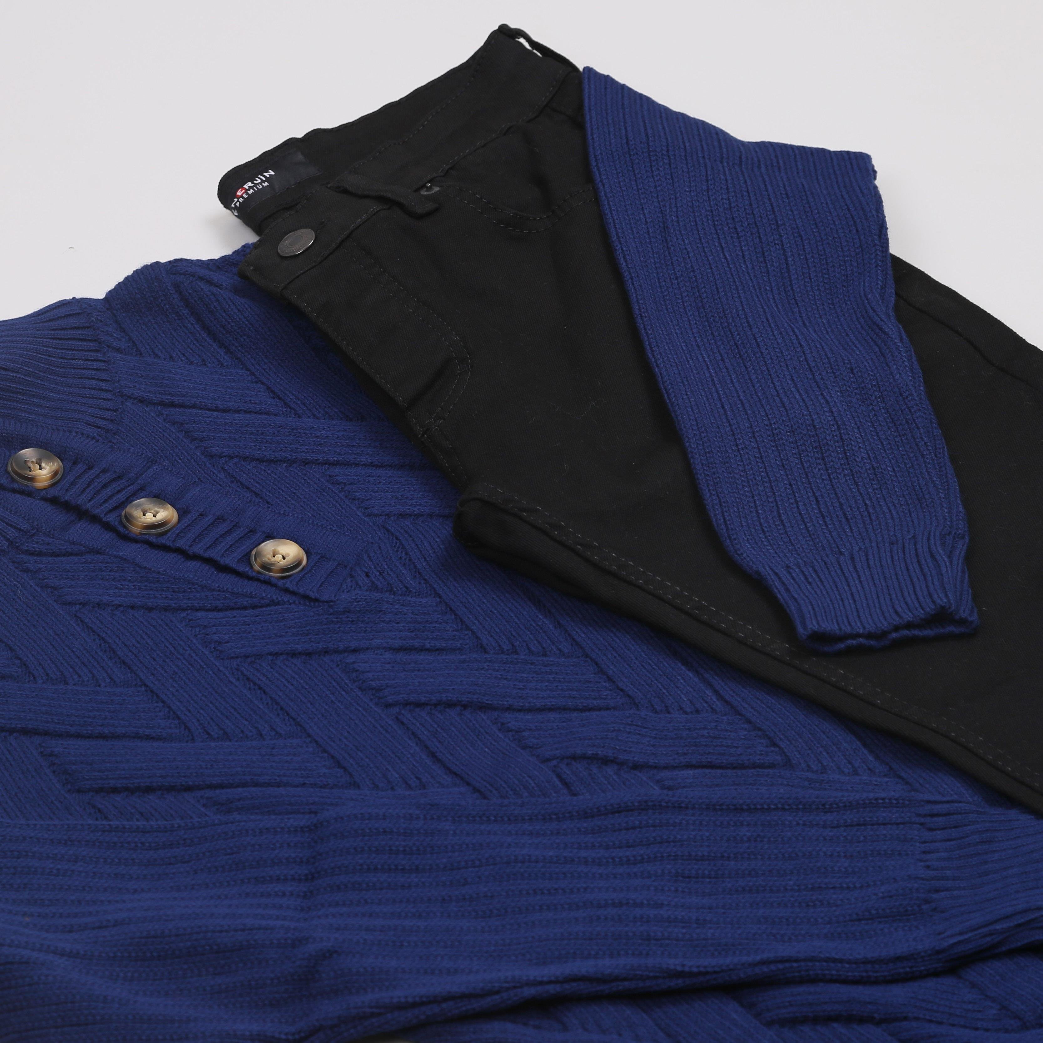 Sax Mavi Triko Kazak Kot Pantolon Bot Kombini