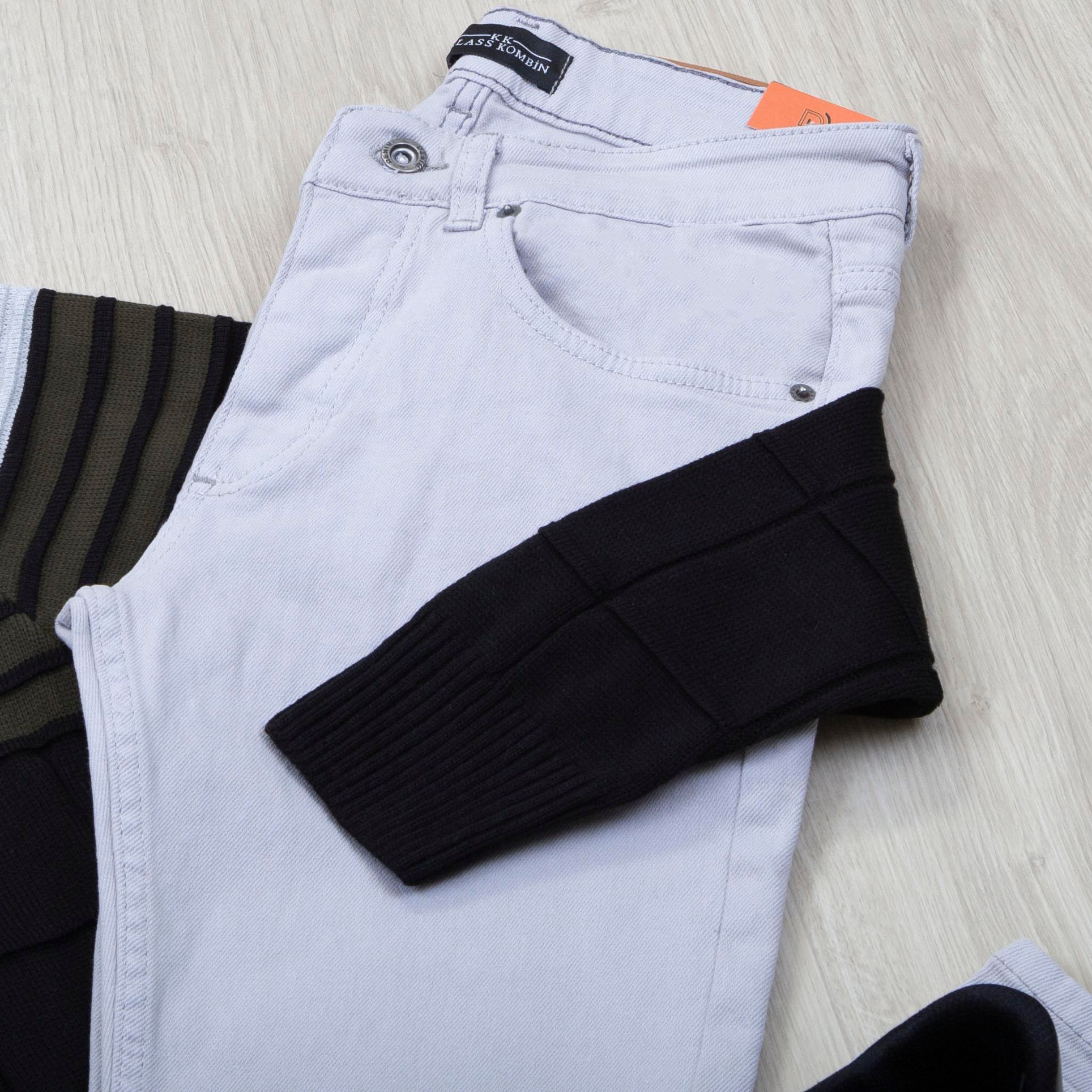 Şeritli Kazak Pantolon Ayakkabı Kombin