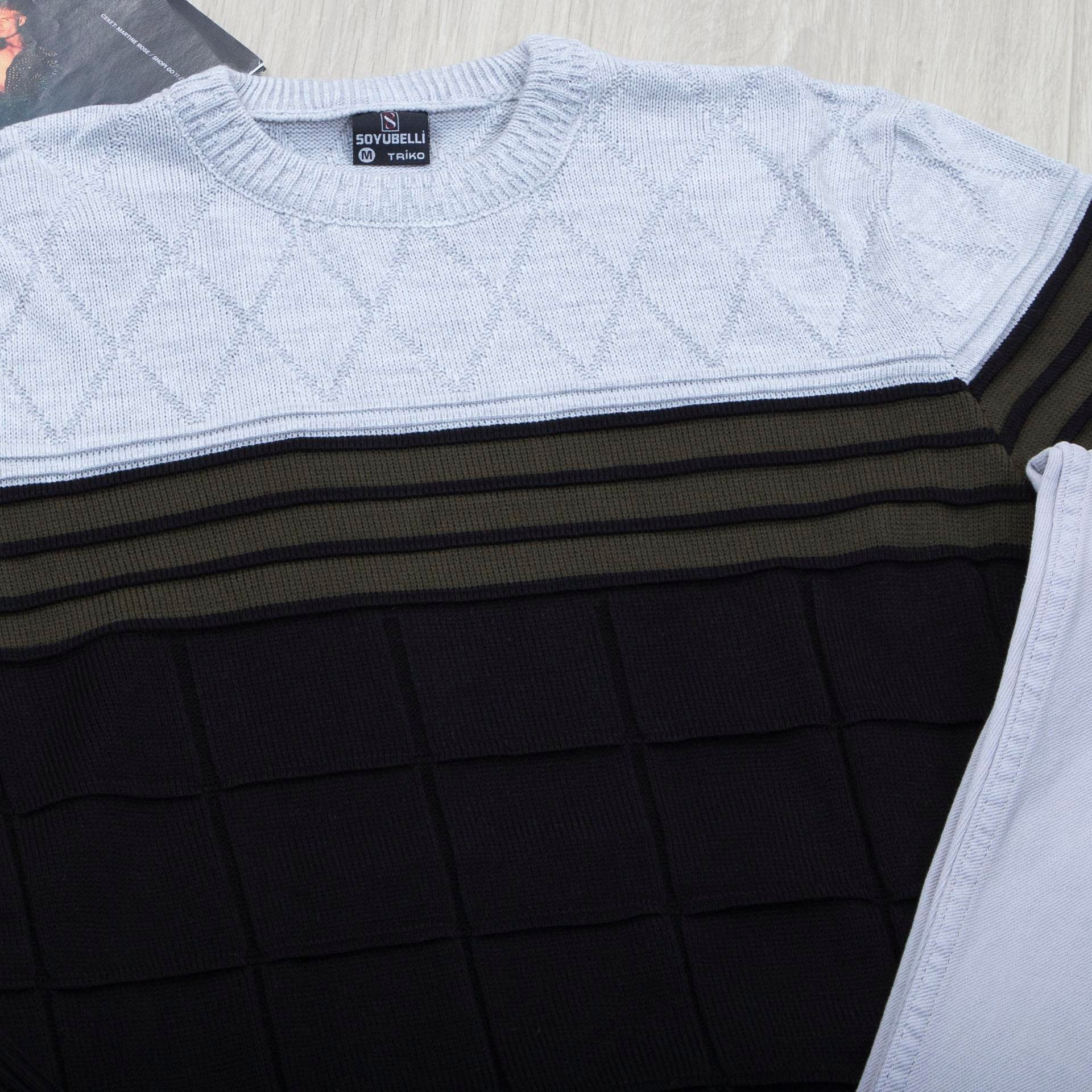 Şeritli Kazak Pantolon Ayakkabı Kombin