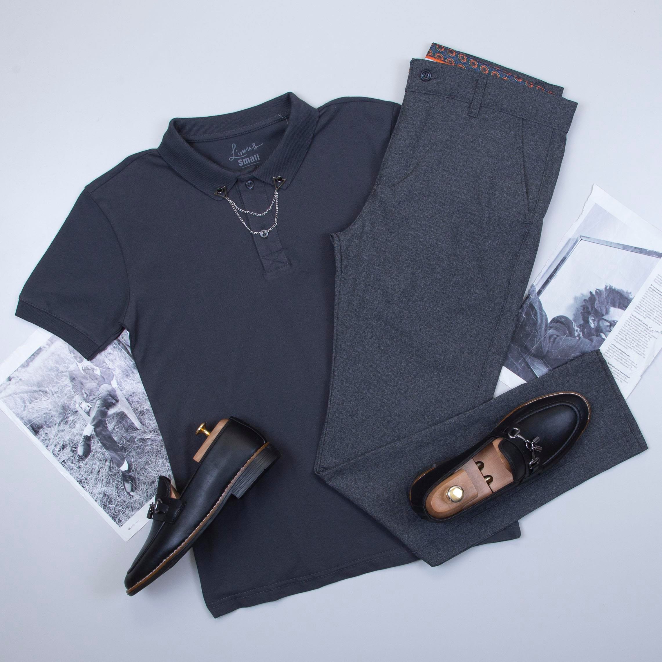 Şık Füme Polo Yaka Tişört Kombini