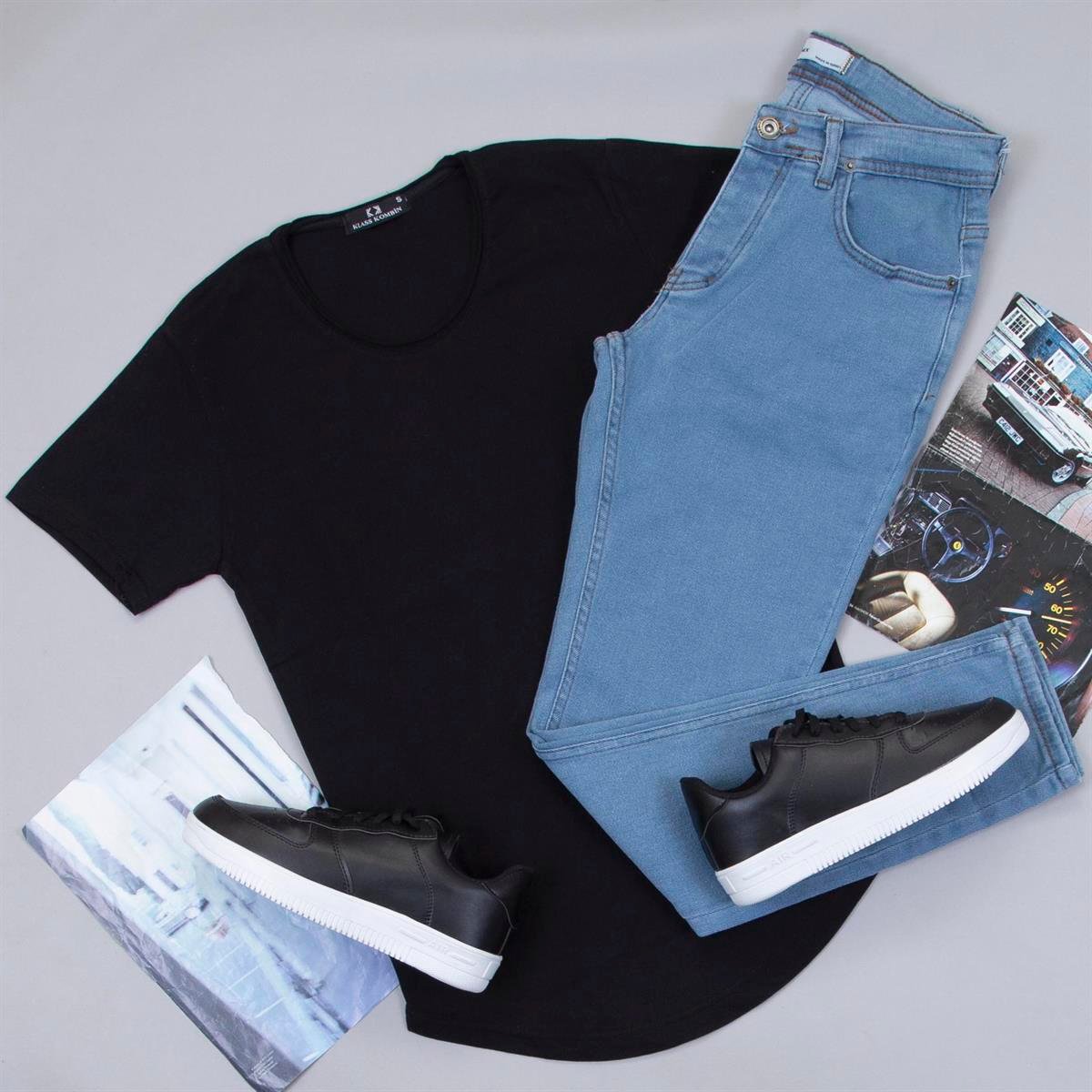 Siyah Basic Tişört Pantolon Ayakkabı Kombin