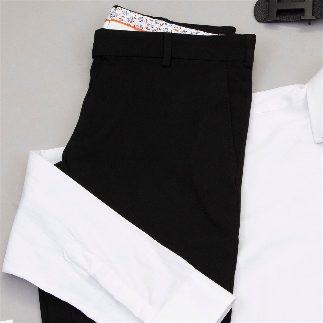 Siyah Beyaz Kırçıllı Blazer Ceket Gömlek Pantolon Ayakkabı Kombin