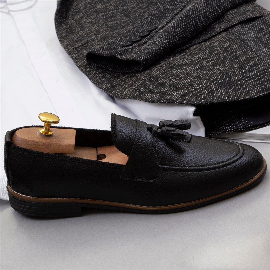 Siyah Beyaz Kırçıllı Blazer Ceket Gömlek Pantolon Ayakkabı Kombin