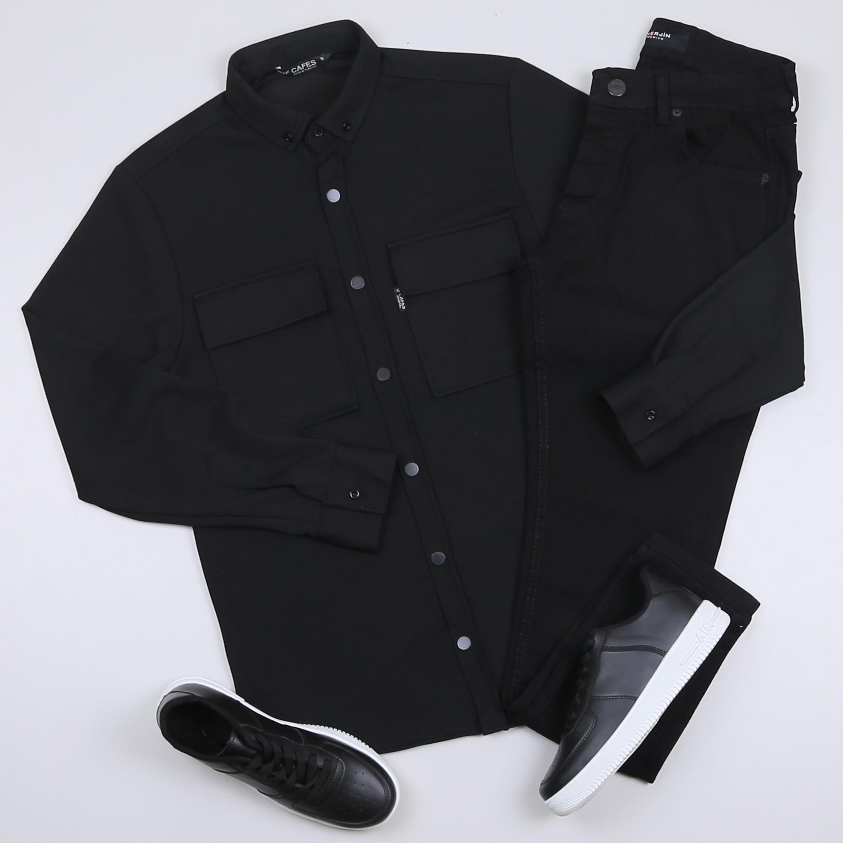 Siyah Cepli Gömlek Pantolon Ayakkabı Kombini