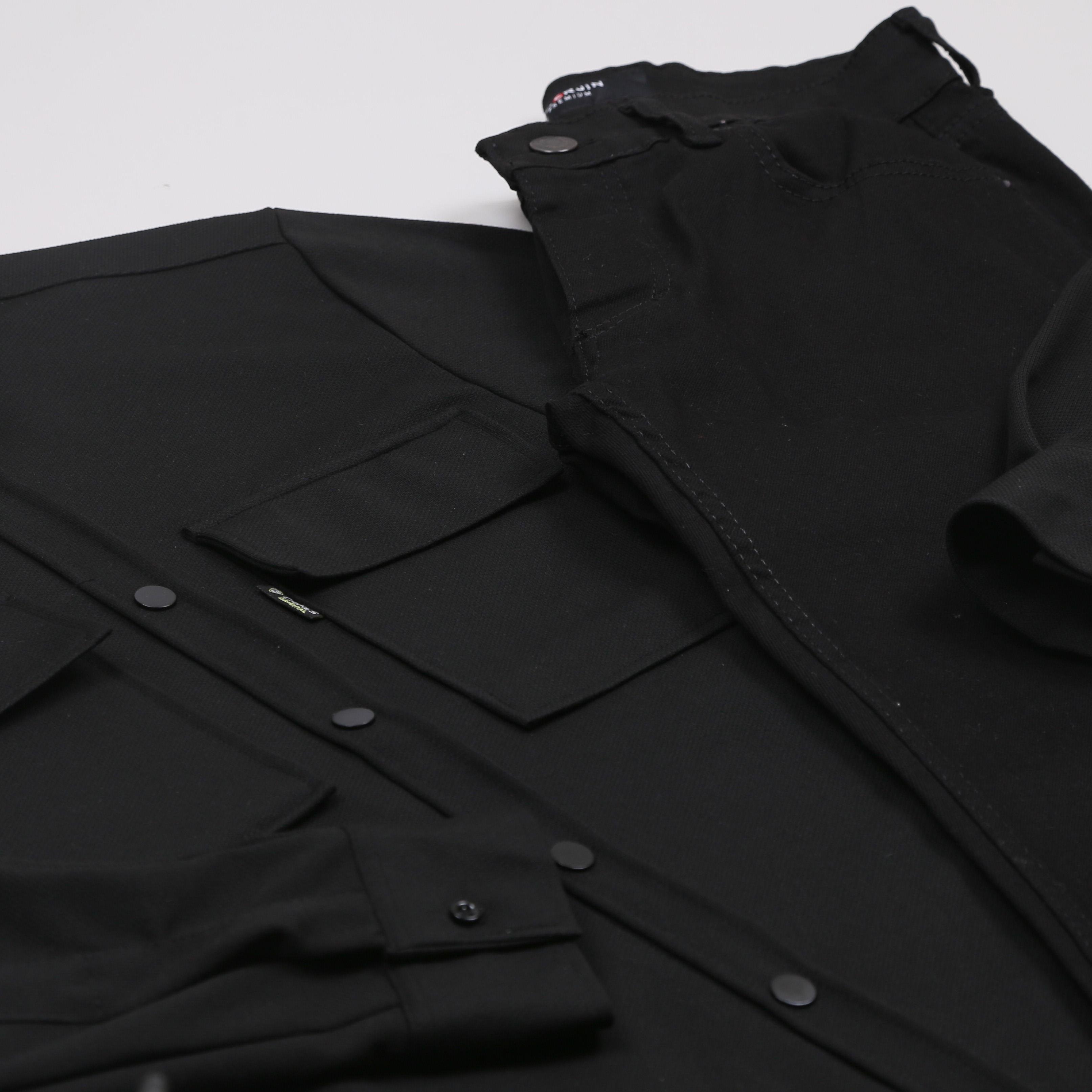 Siyah Cepli Gömlek Pantolon Bot Kombini