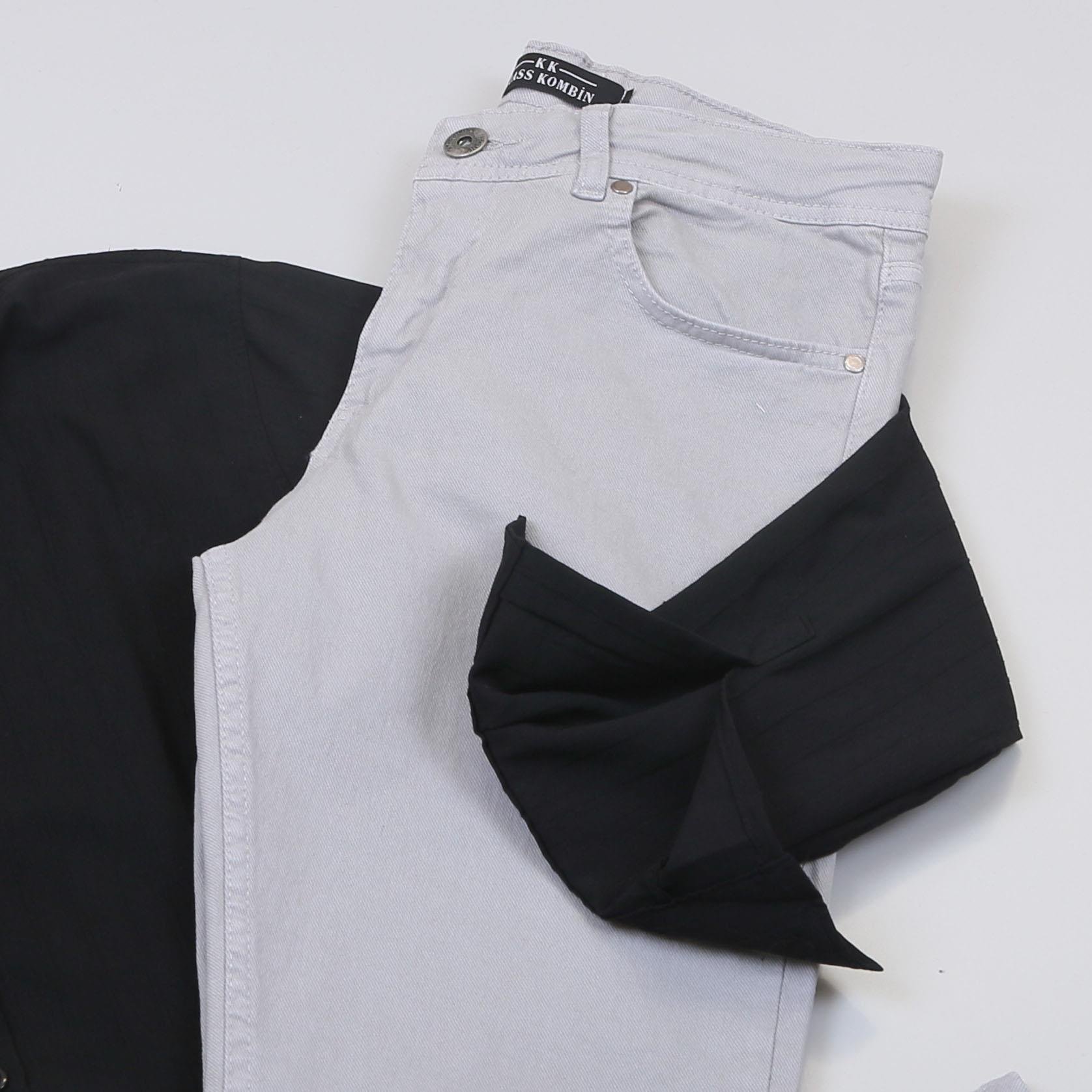 Siyah Çizgili Gömlek Pantolon Ayakkabı Kombin