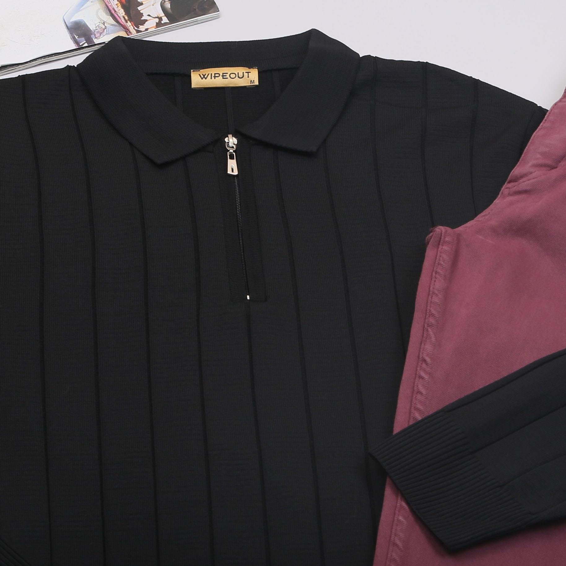 Siyah Çizgili Triko Polo Yaka Pantolon Ayakkabı Kombin