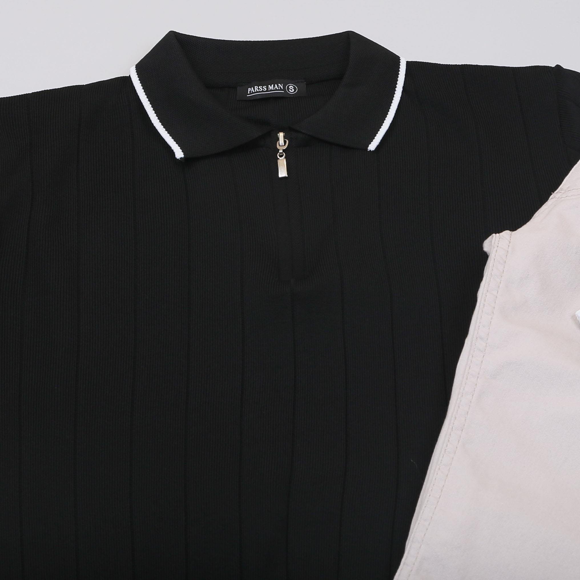 Siyah Çizgili Triko Polo Yaka Pantolon Bot Kombin