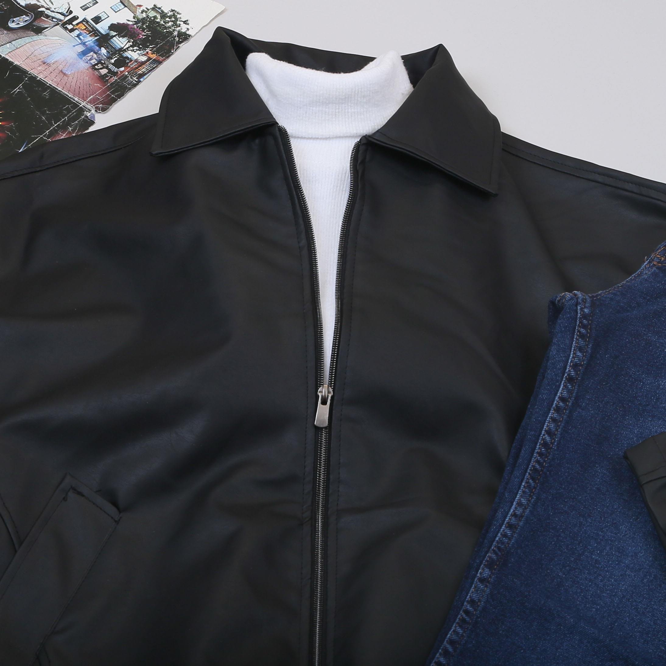 Siyah Deri Ceket Boğazlı Body Pantolon Bot Kombin