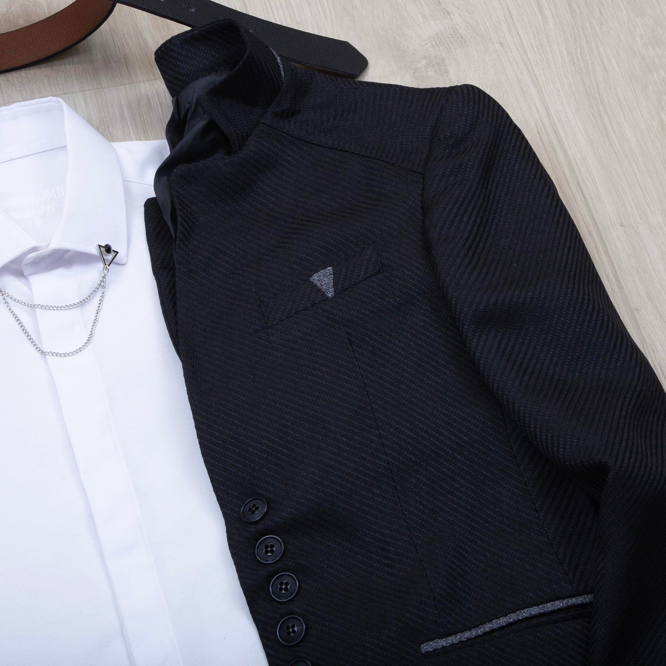 Siyah Dik Yaka Blazer Ceket Gömlek Pantolon Ayakkabı Kombin