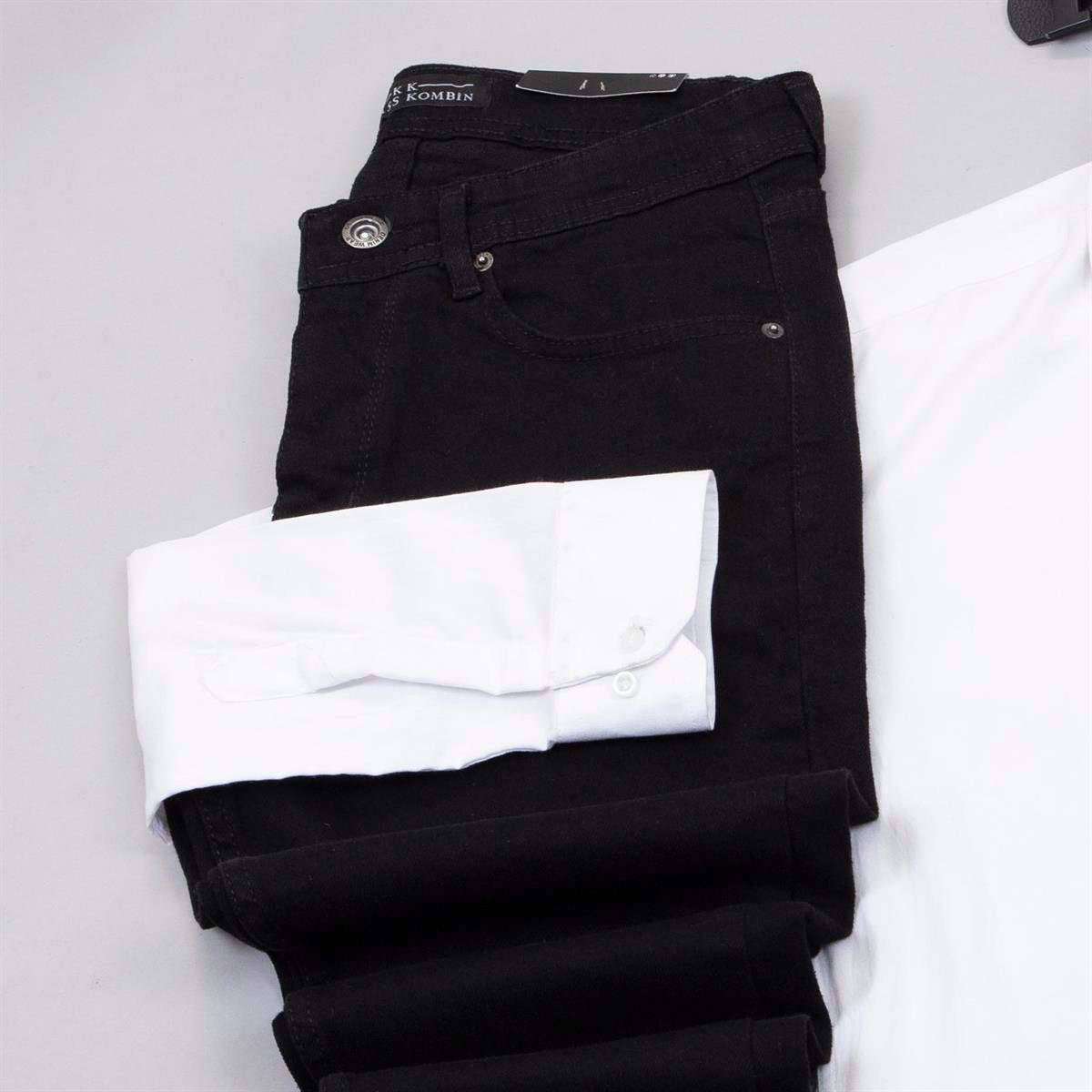 Siyah Dik Yaka Blazer Ceket Gömlek Pantolon Ayakkabı Kombin