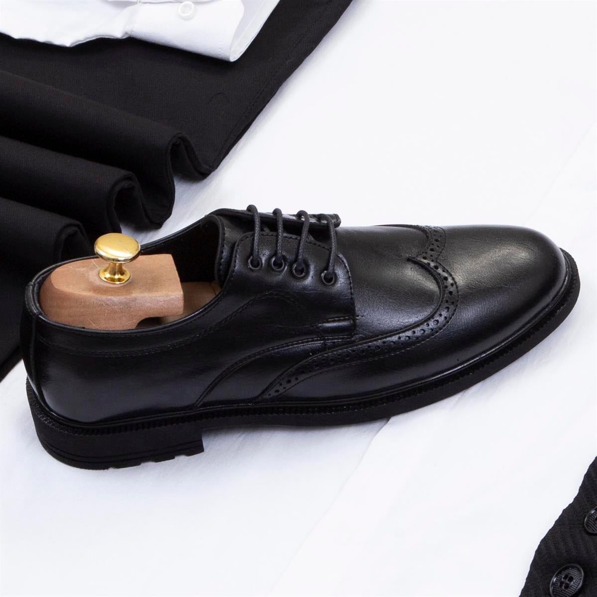 Siyah Dik Yaka Blazer Ceket Gömlek Pantolon Ayakkabı Kombin