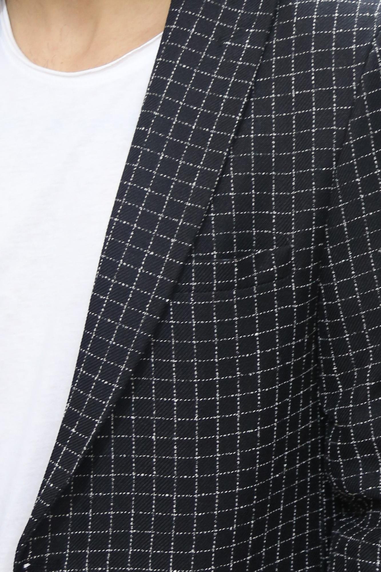 Siyah Ekose Blazer Ceket