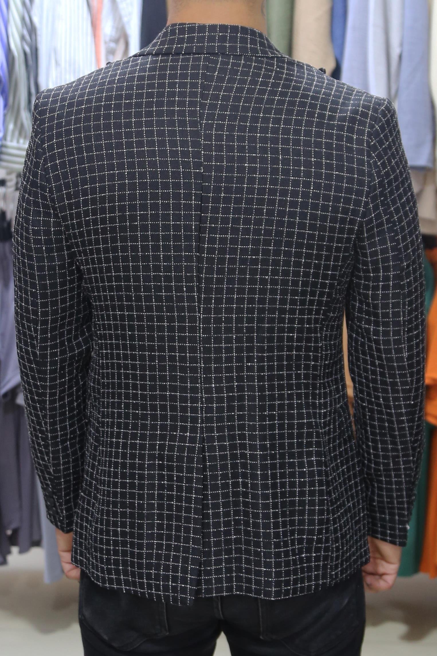 Siyah Ekose Blazer Ceket