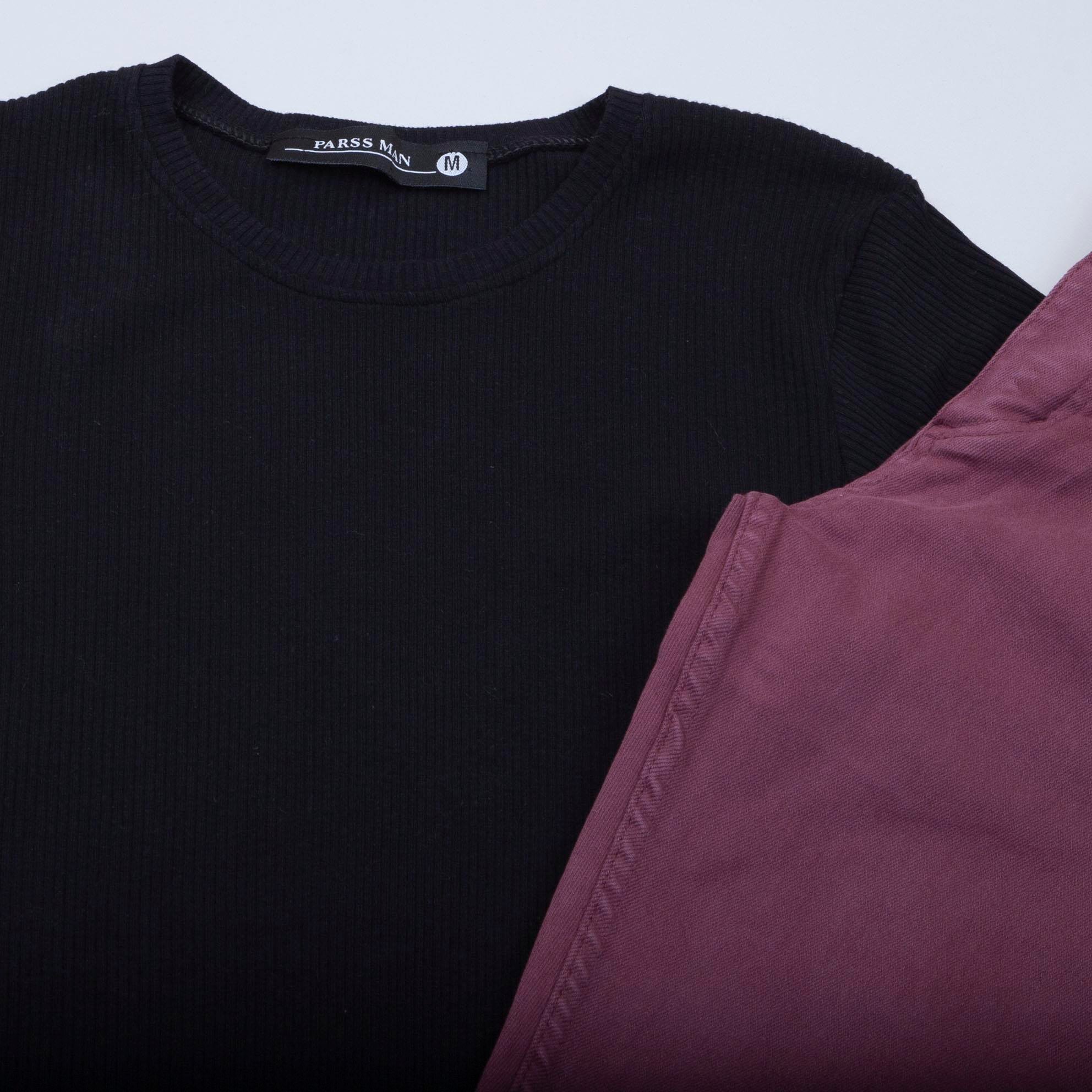 Siyah Fitilli Basic Tişört Pantolon Ayakkabı Kombin