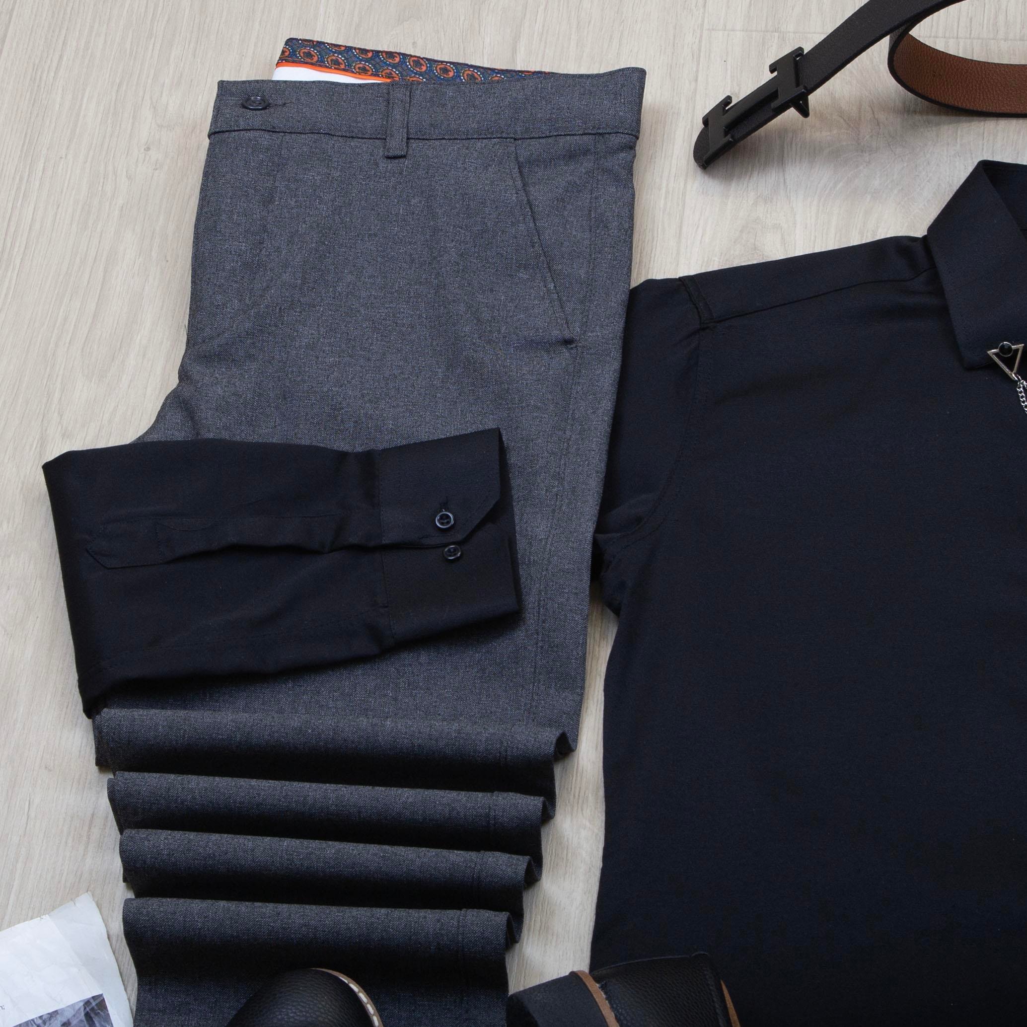 Siyah Gömlek Füme Pantolon Ayakkabı Kombin