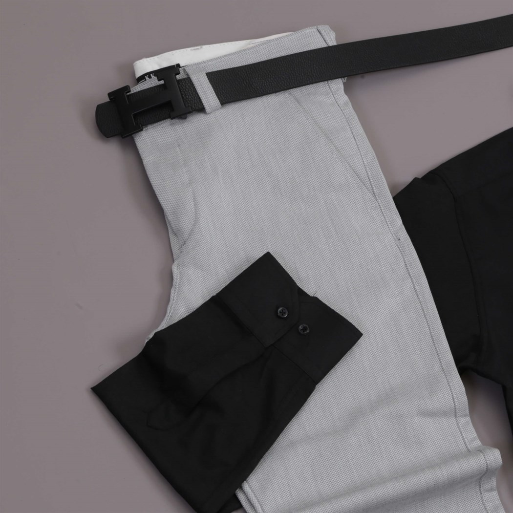 Siyah Gömlek Gri Pantolon Ayakkabı Kombini