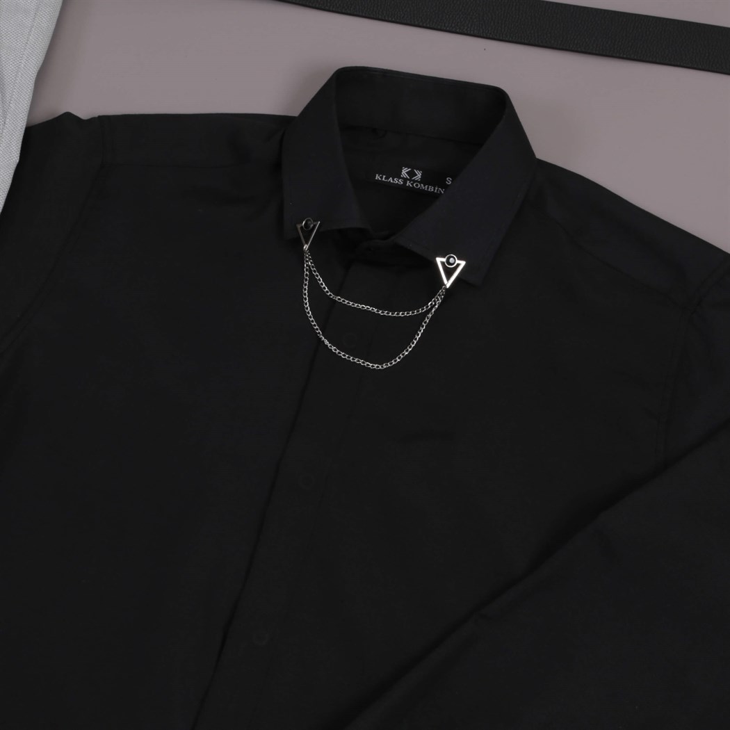 Siyah Gömlek Gri Pantolon Ayakkabı Kombini