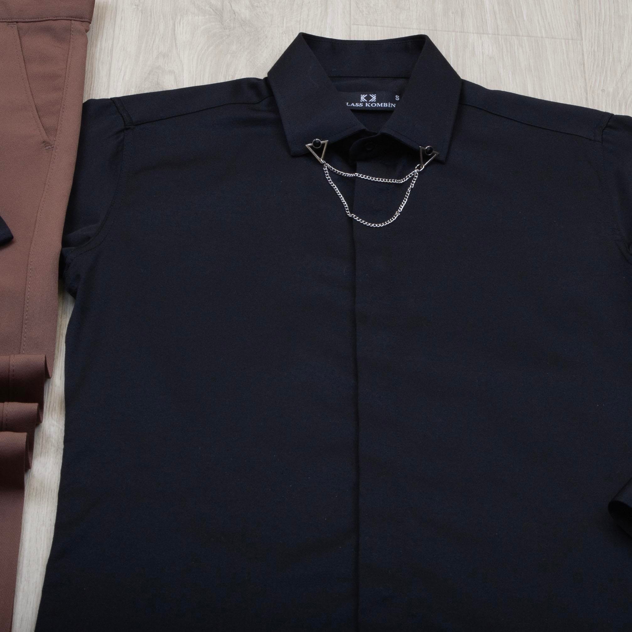 Siyah Gömlek Kahve Pantolon Kombin