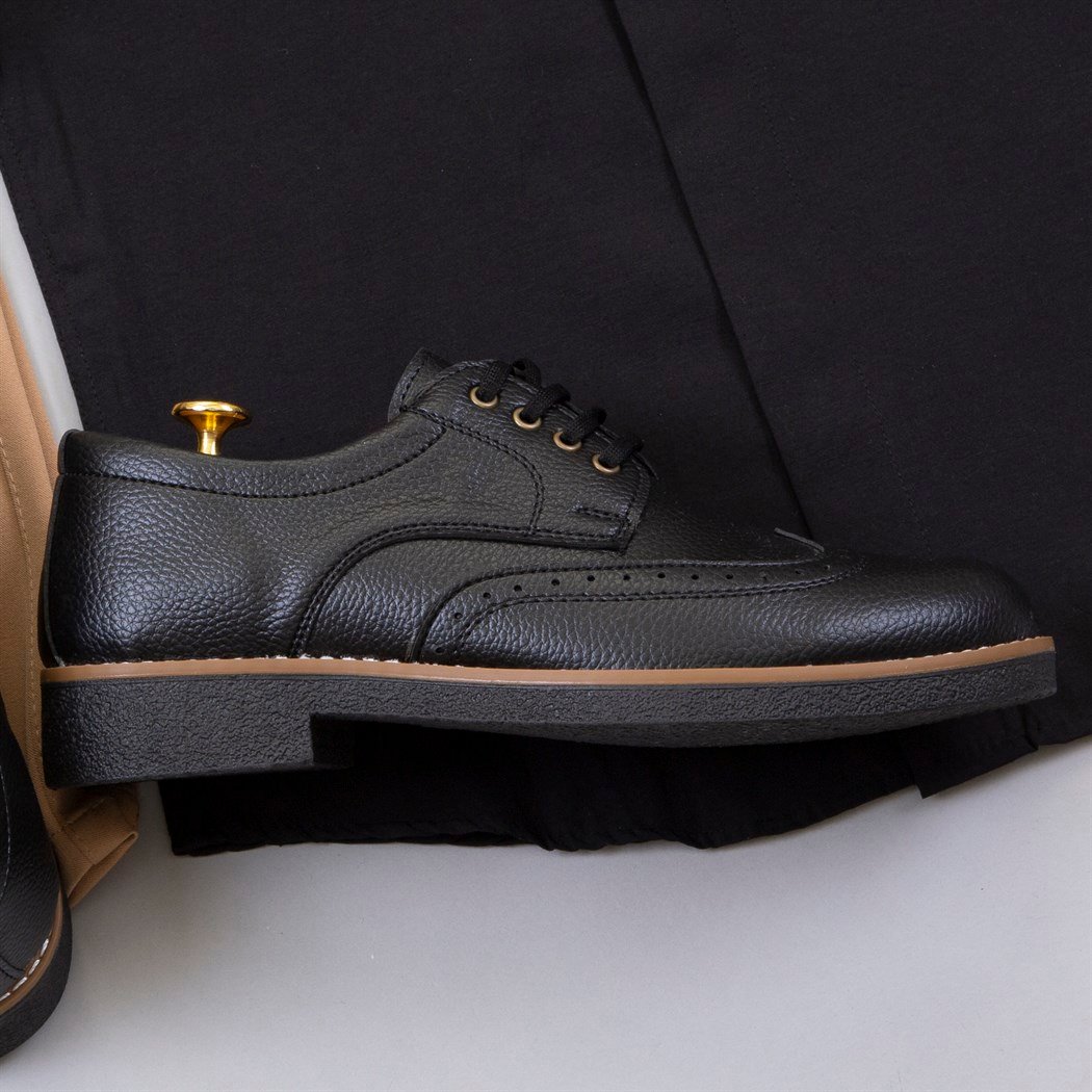 Siyah Gömlek Kumaş Pantolon  Ayakkabı Kombini 