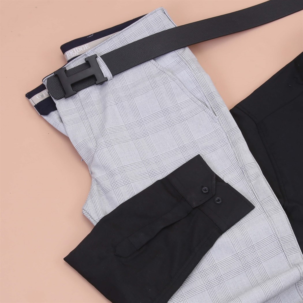 Siyah Gömlek Kumaş Pantolon Klasik Ayakkabı Koımbini 