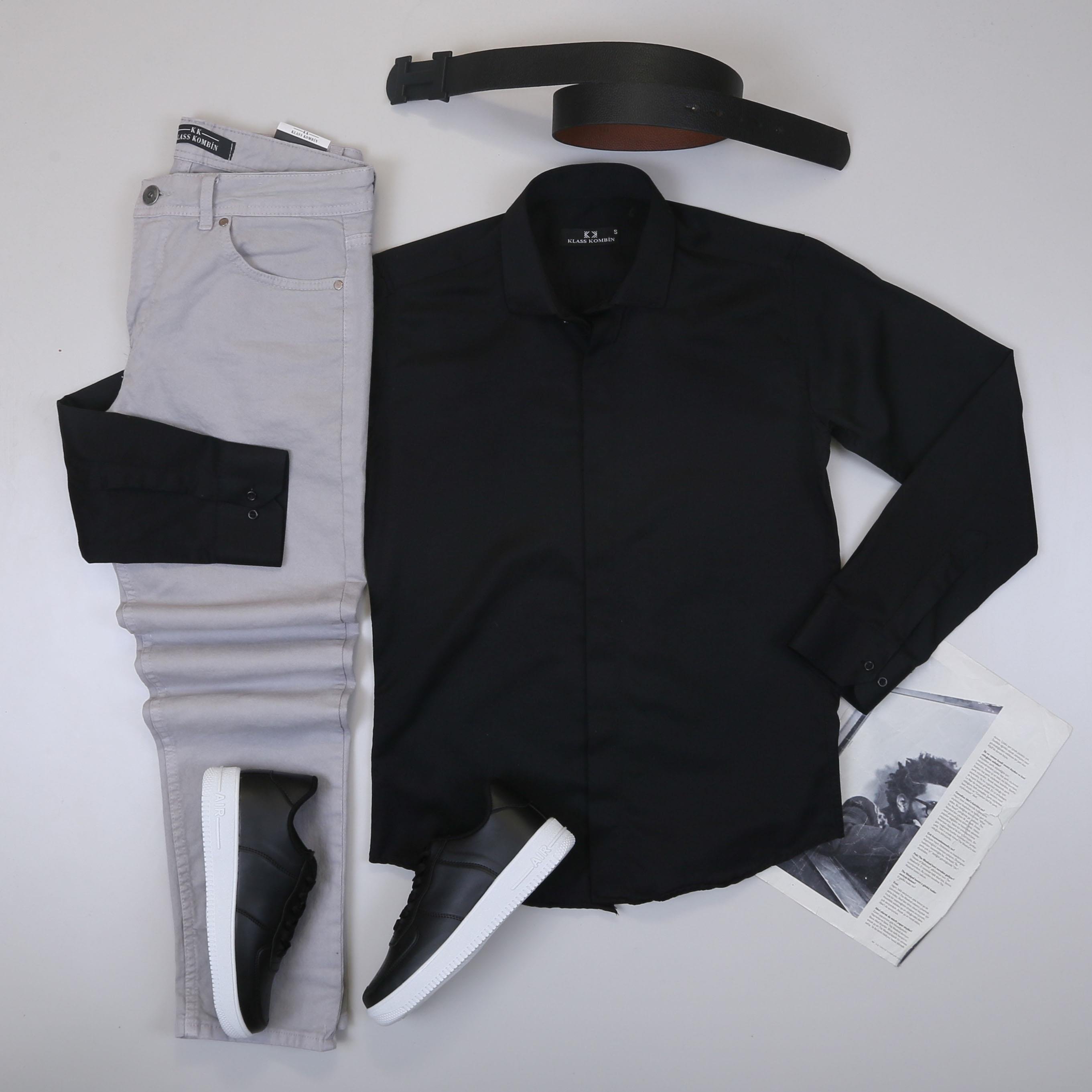 Siyah Gömlek Pantolon Ayakkabı Kombin